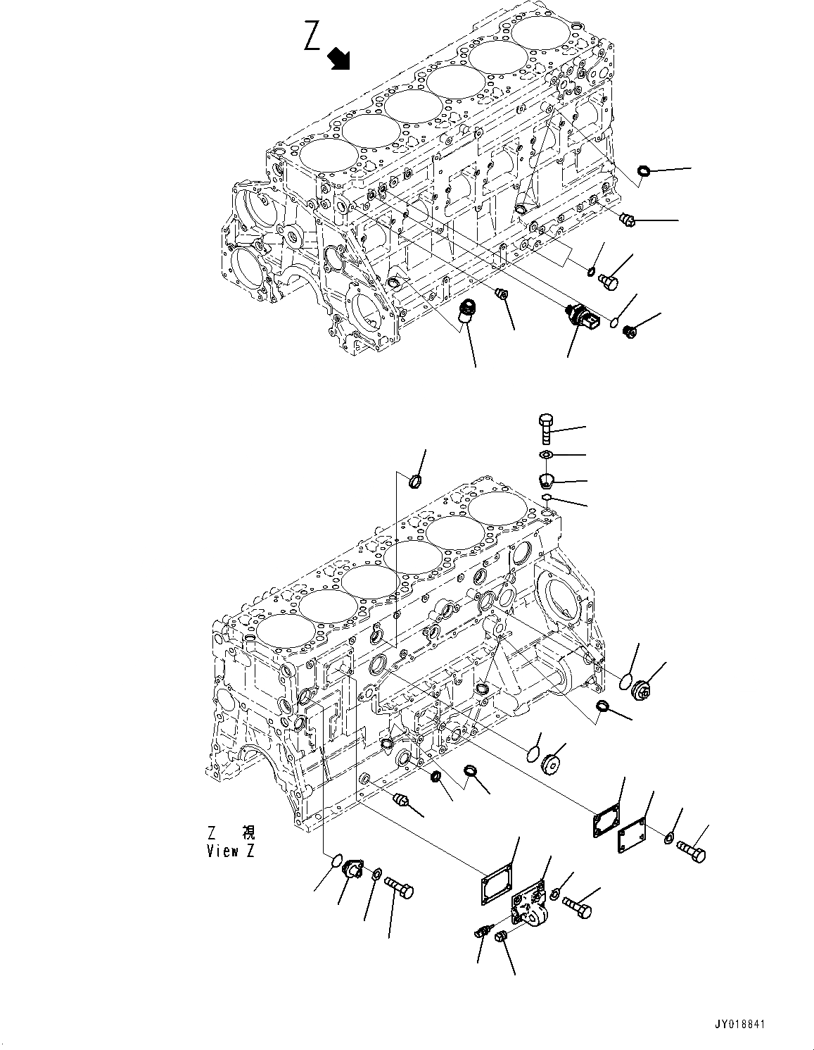 Схема запчастей Komatsu SAA6D125E-6C - ЭЛЕМЕНТЫ БЛОКА ЦИЛИНДРОВ, МАСЛ. ДАТЧИК ДАВЛЕНИЯ И ЗАГЛУШКА (№7-) ЭЛЕМЕНТЫ БЛОКА ЦИЛИНДРОВ