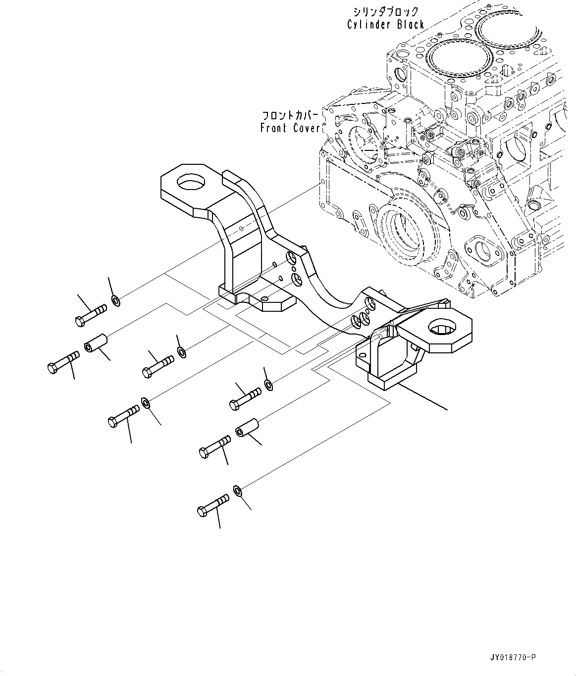 Схема запчастей Komatsu SAA6D125E-6C - ДВИГАТЕЛЬ ПЕРЕДН. СУППОРТ (№7-) ДВИГАТЕЛЬ ПЕРЕДН. СУППОРТ