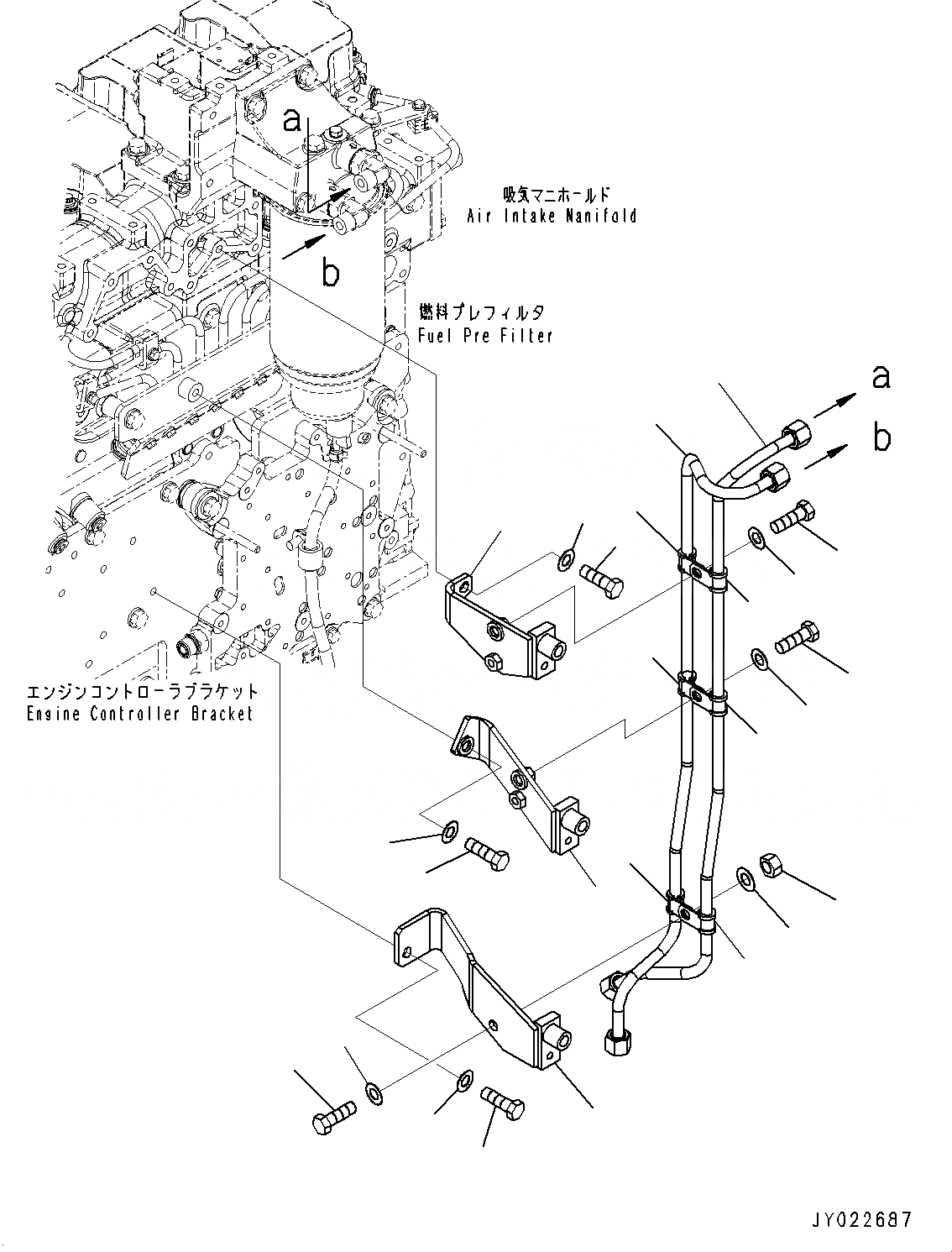 Схема запчастей Komatsu SAA6D125E-6C - PREФИЛЬТР., ТРУБЫ (№7-) PREФИЛЬТР.