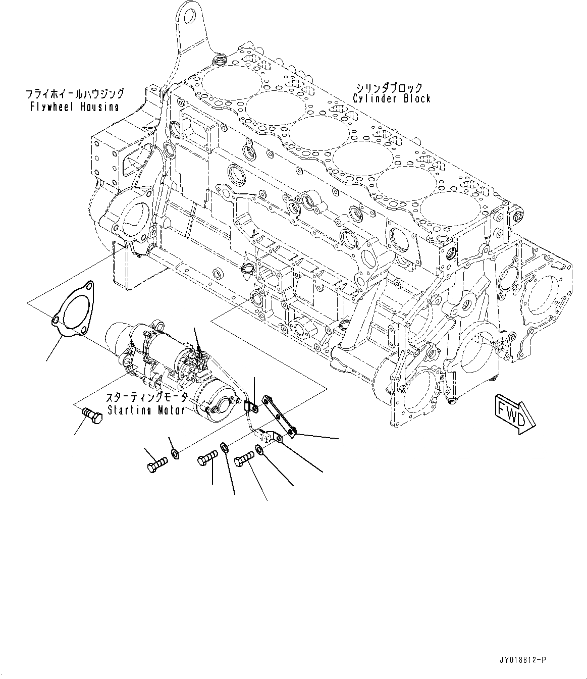 Схема запчастей Komatsu SAA6D125E-6C - СТАРТЕР, ЭЛЕМЕНТЫ КРЕПЛЕНИЯ (№7-) СТАРТЕР, 7.KW