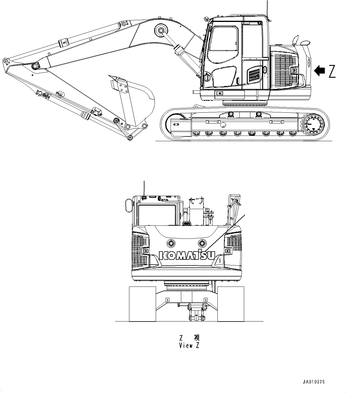 Схема запчастей Komatsu PC138USLC-10 - ЗАДН.VIEW CAMERA, МАРКИРОВКА (№-) ЗАДН.VIEW CAMERA, SET