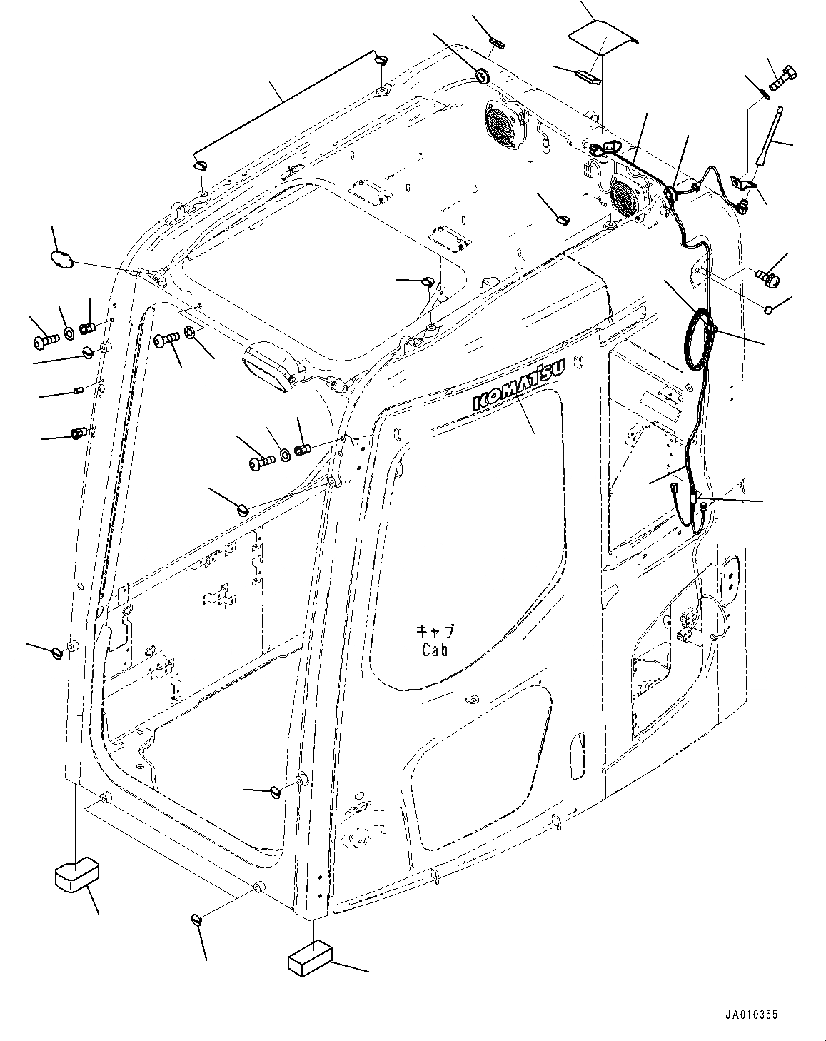 Схема запчастей Komatsu PC138USLC-10 - КАБИНА, КРЫШКА И АНТЕННА (№-) КАБИНА, С КАБИНОЙ, ЗАЩИТА ОТ ВАНДАЛИЗМА