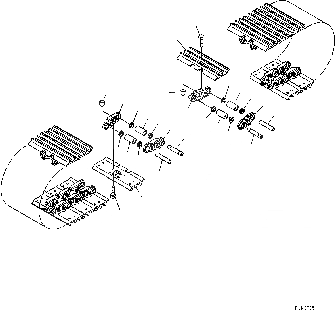 Схема запчастей Komatsu PC138USLC-10 - ГУСЕНИЦЫ ASSEMBLY (№-) ГУСЕНИЦЫ ASSEMBLY, ПОДУШКИ ДЛЯ АСФАЛЬТА SHOE, MM ШИР., СМАЗ. УПЛОТНЕНИЕED ТИП, 9 SET