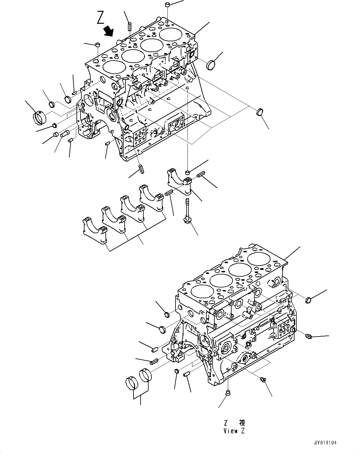 Схема запчастей Komatsu SAA4D95LE-6A - БЛОК ЦИЛИНДРОВ, GAUGE ЦИЛИНДР (№7-) БЛОК ЦИЛИНДРОВ