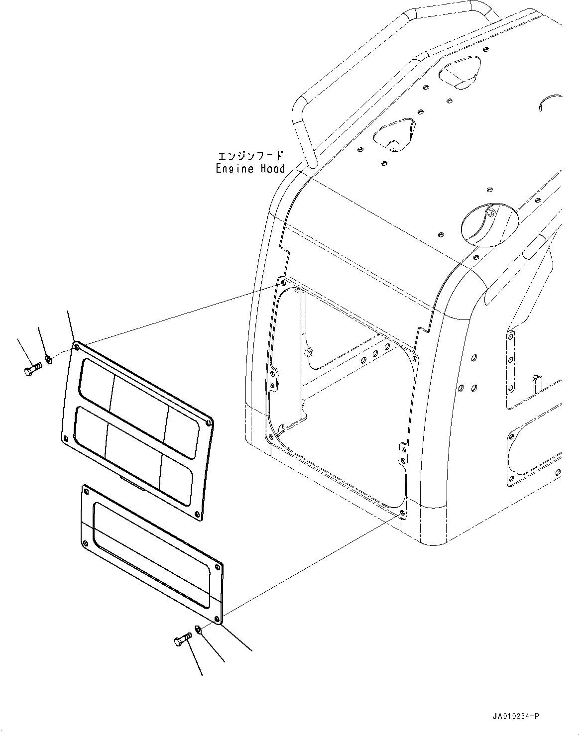 Схема запчастей Komatsu D37EX-23 - КАПОТ, COVER, ПЕРЕДН. (№8-) КАПОТ, ДЛЯ СТРАН ЕС БЕЗОПАСН. REGULATION, JAPAN DYNAMIC NOISE REGULATION