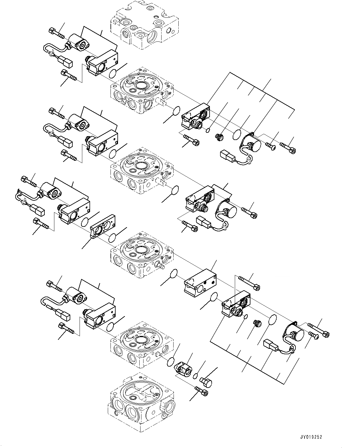 Схема запчастей Komatsu D37PX-23 - УПРАВЛЯЮЩ. КЛАПАН, 4-Х СЕКЦИОНН. (/9) (№8-) УПРАВЛЯЮЩ. КЛАПАН, БЕЗ ЗАДН. -НАВЕСН. ОБОРУД