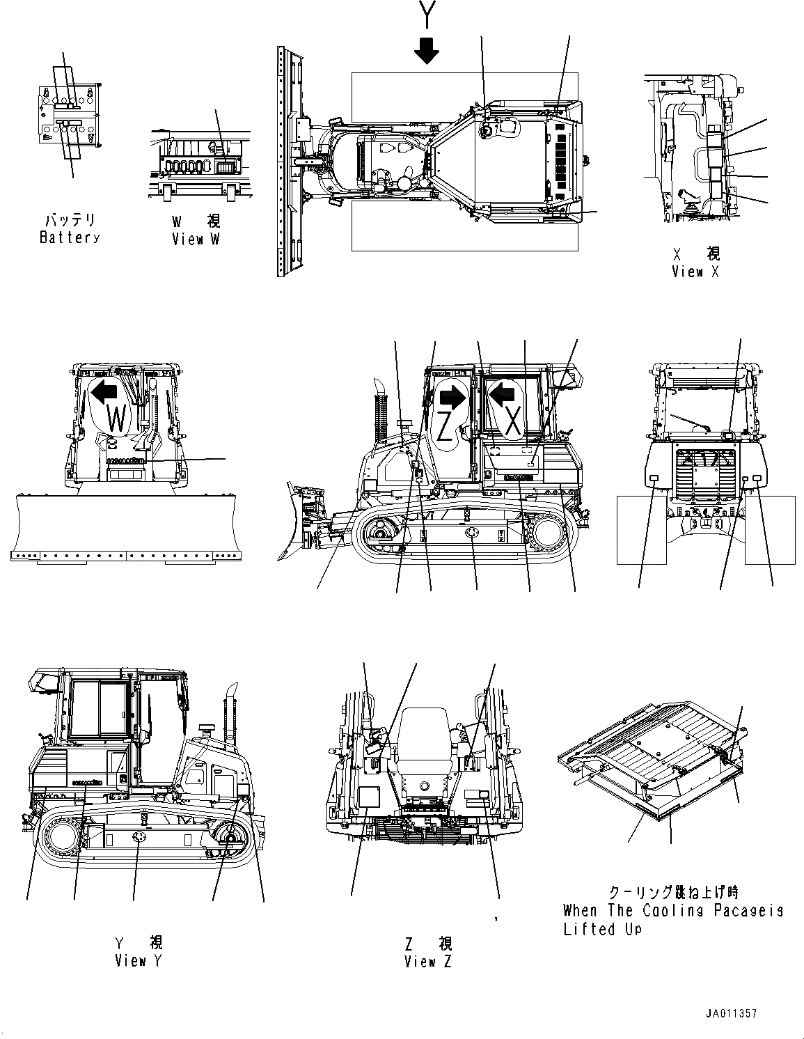 Схема запчастей Komatsu D37PX-23 - МАРКИРОВКА (№8-) МАРКИРОВКА, ДЛЯ АНГЛ., США И PUERTO RICO