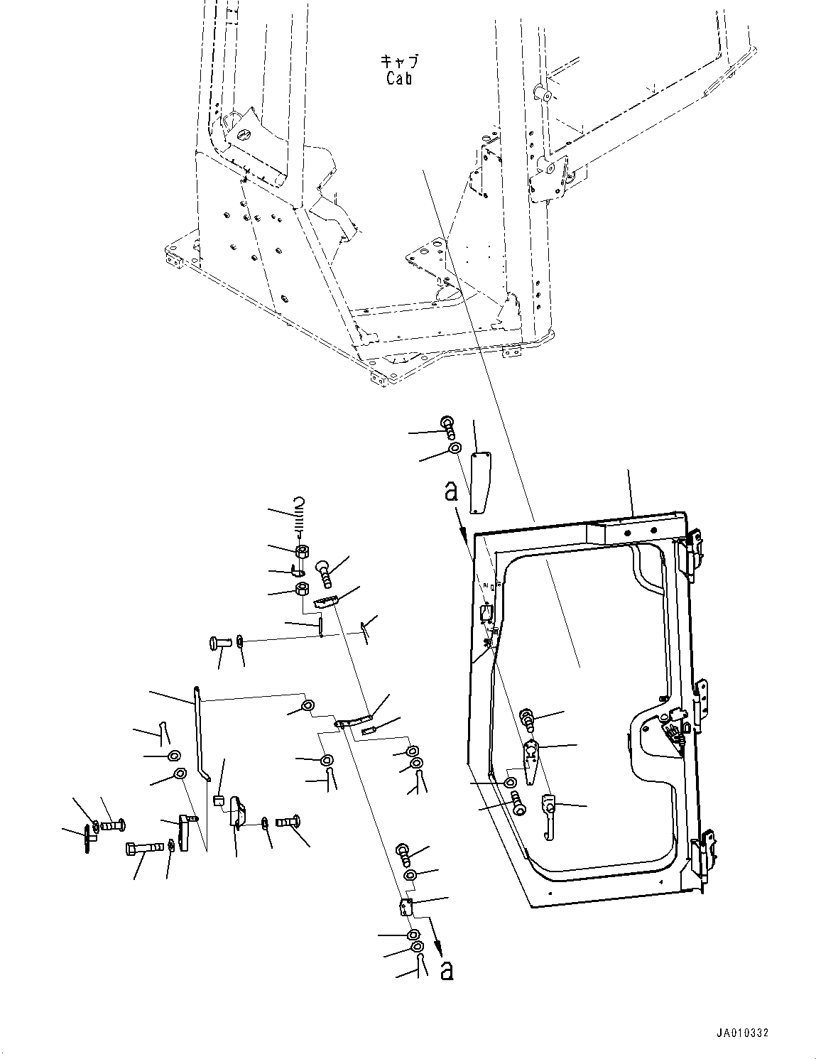 Схема запчастей Komatsu D39PX-23 - КАБИНА, ДВЕРЬ И LATCH, ЛЕВ. (№9-) КАБИНА, С AM-FM STEREO РАДИО С AUX ФИКСИР., СЕВ. АМЕРИКА, МАСТЕР КЛЮЧ