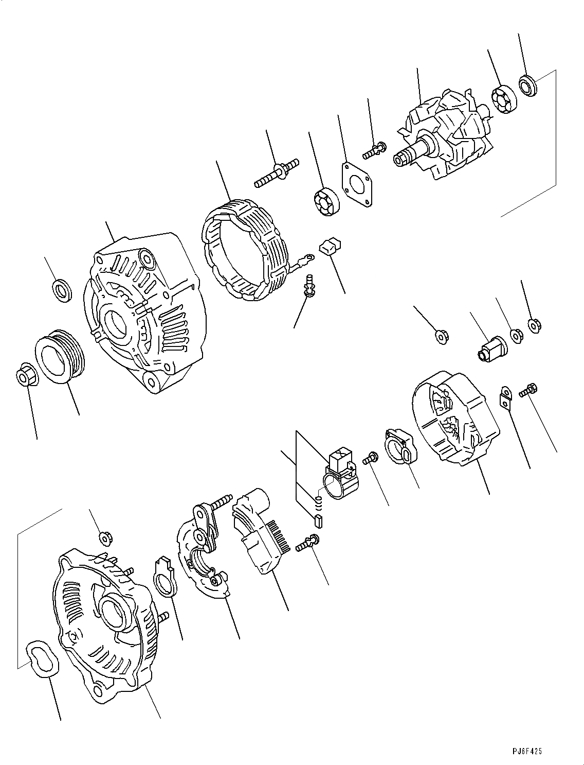 Схема запчастей Komatsu SAA6D107E-1Q - ГЕНЕРАТОР, AMP, ВНУТР. ЧАСТИ (№989-) ГЕНЕРАТОР, AMP