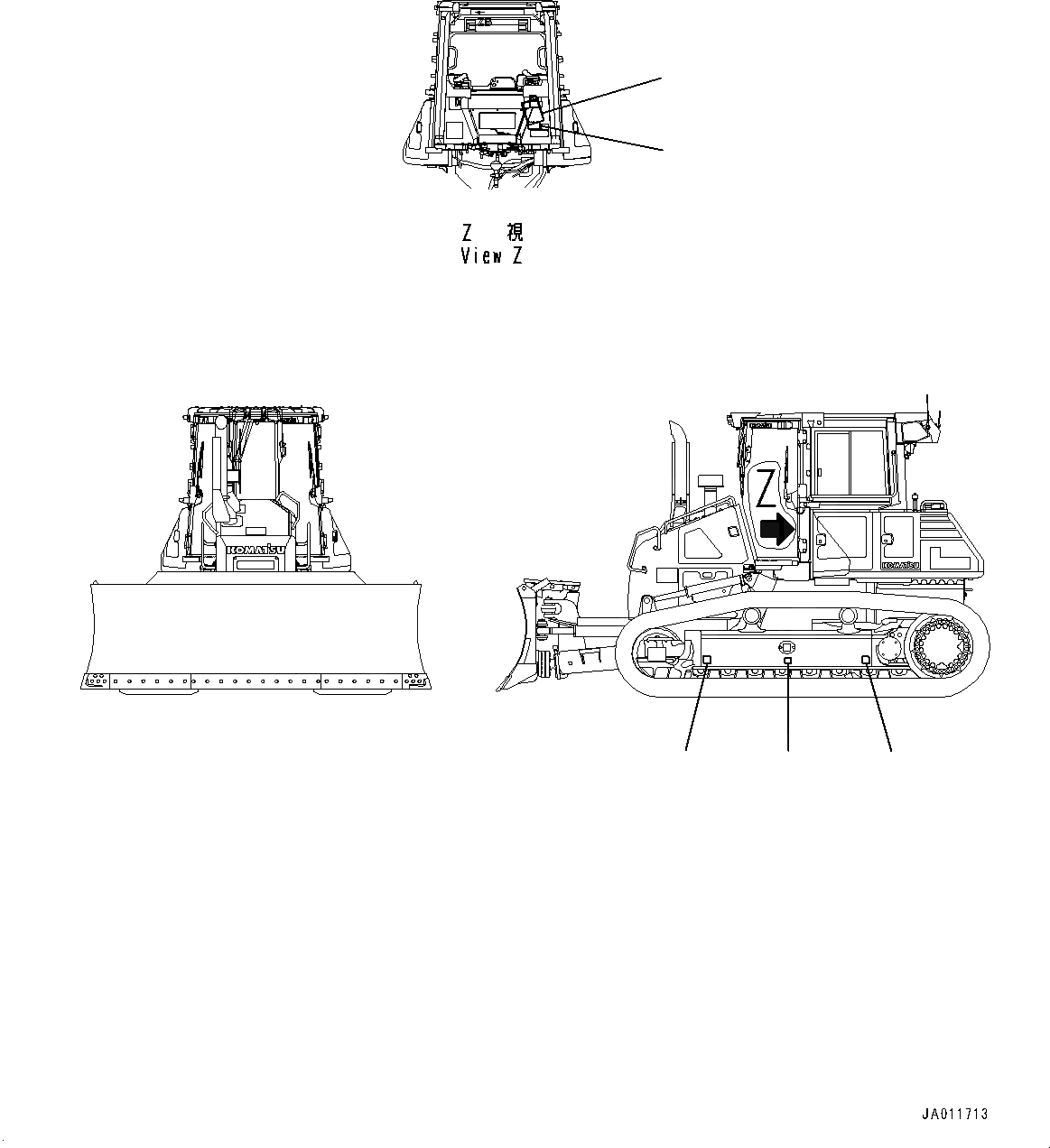 Схема запчастей Komatsu D61PXI-23 - BALANCING POSITION И LIFT POINT MARK (№-) BALANCING POSITION И LIFT POINT MARK