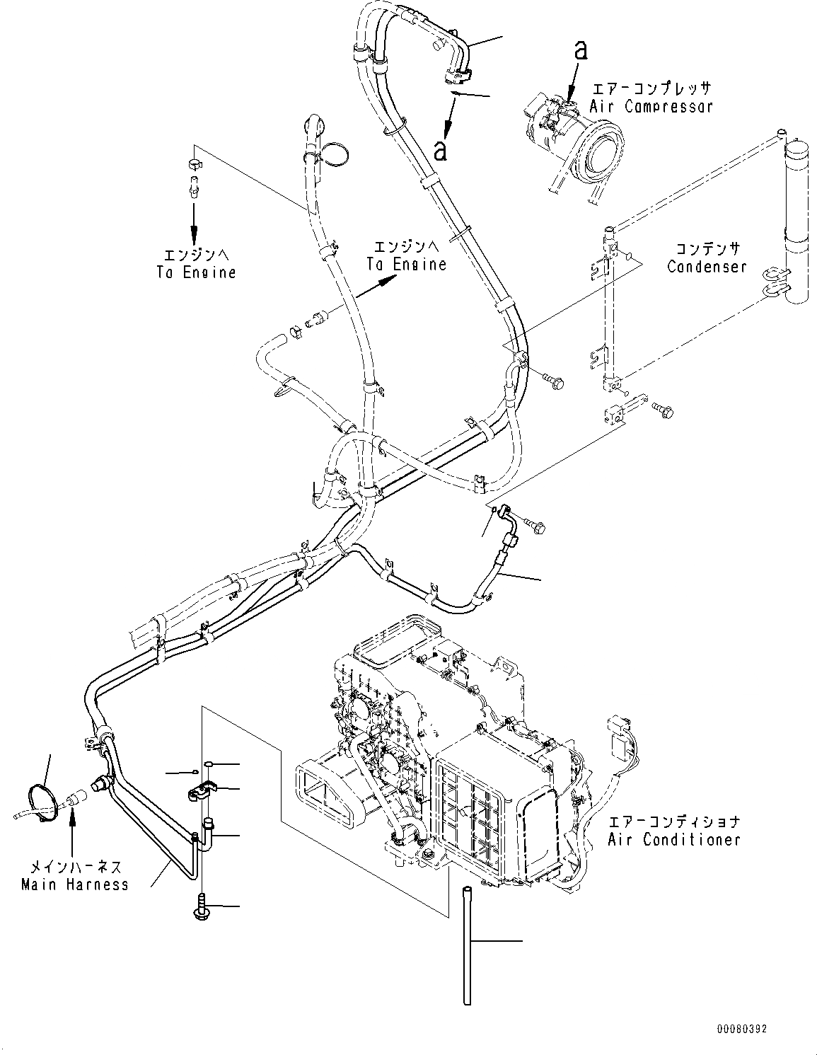 Схема запчастей Komatsu PC200-8E0 - КАБИНА, ПОЛ, ТРУБКИ КОНДИЦИОНЕРА (№8-) КАБИНА, С COLOR MULTI МОНИТОР, POWER ПОДАЮЩ., VOLT, KOMTRAX, БЕЗ МАСТЕР КЛЮЧ