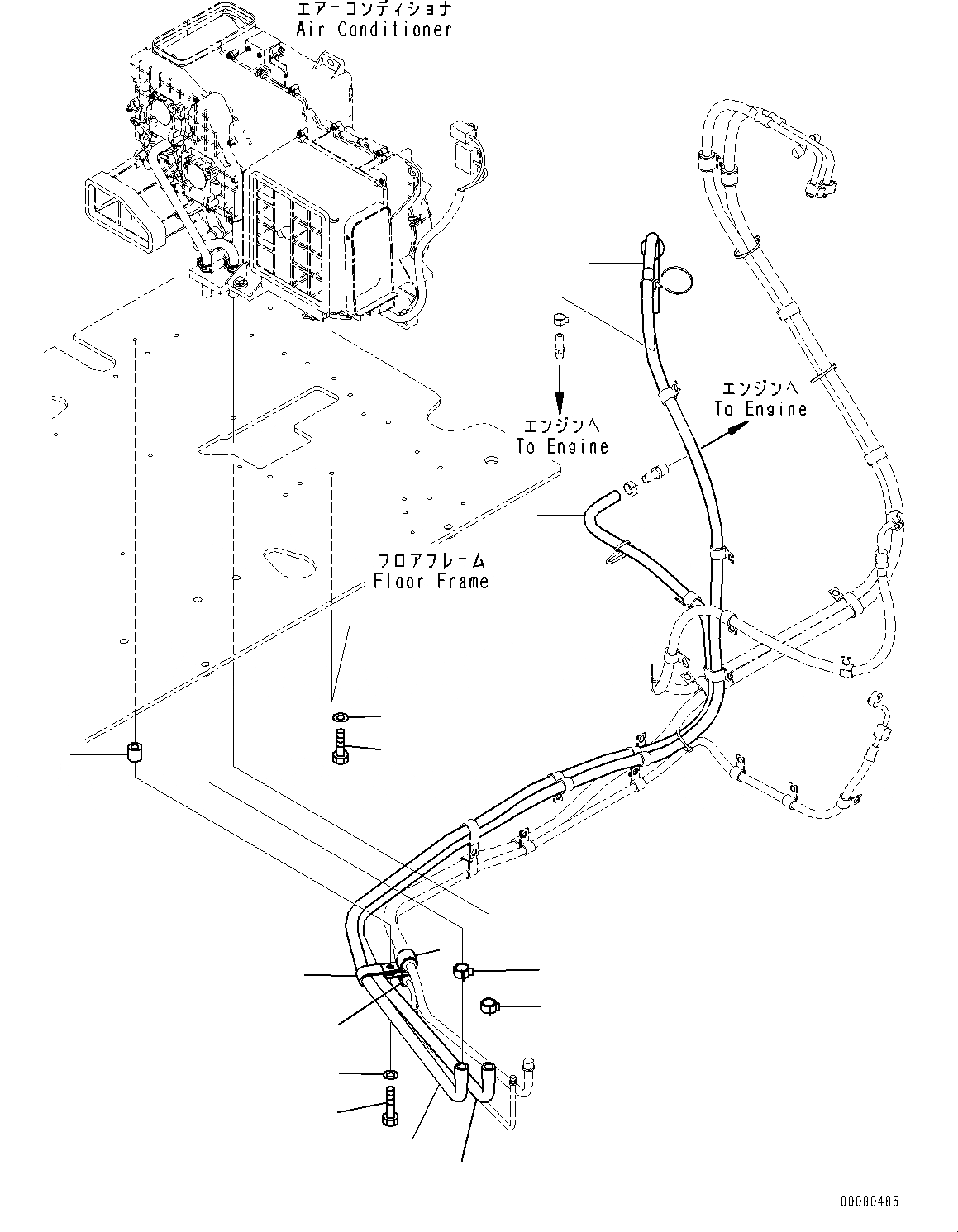 Схема запчастей Komatsu PC200-8E0 - КАБИНА, ПОЛ, ШЛАНГИ ОБОГРЕВАТЕЛЯ (№8-) КАБИНА, С COLOR MULTI МОНИТОР, POWER ПОДАЮЩ., VOLT, KOMTRAX, БЕЗ МАСТЕР КЛЮЧ