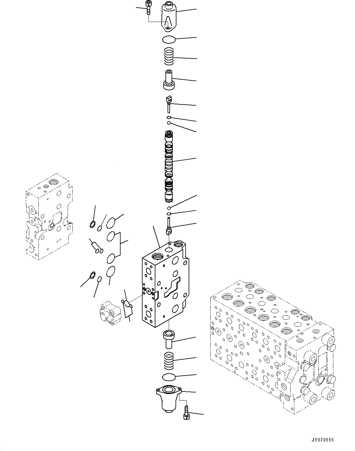 Схема запчастей Komatsu HB205-1M0 - УПРАВЛЯЮЩ. КЛАПАН, 6-СЕКЦИОНН. (7/) (№-) УПРАВЛЯЮЩ. КЛАПАН, -СЕРВИСНЫЙ КЛАПАН