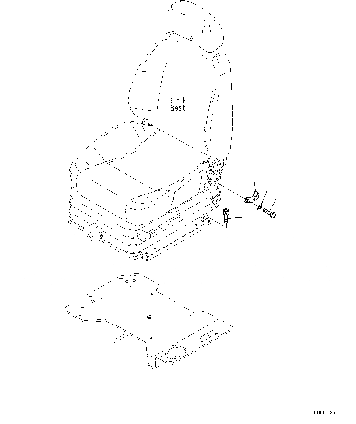 Схема запчастей Komatsu HB205-1M0 - СИДЕНЬЕ ОПЕРАТОРА, КРЕПЛЕНИЕ БОЛТ (№-) СИДЕНЬЕ ОПЕРАТОРА, С ВОЗД. ПОДВЕСКОЙ, ТКАНЬ, С ОТКИДН. СПИНКОЙ, НАКЛОН., CHINA