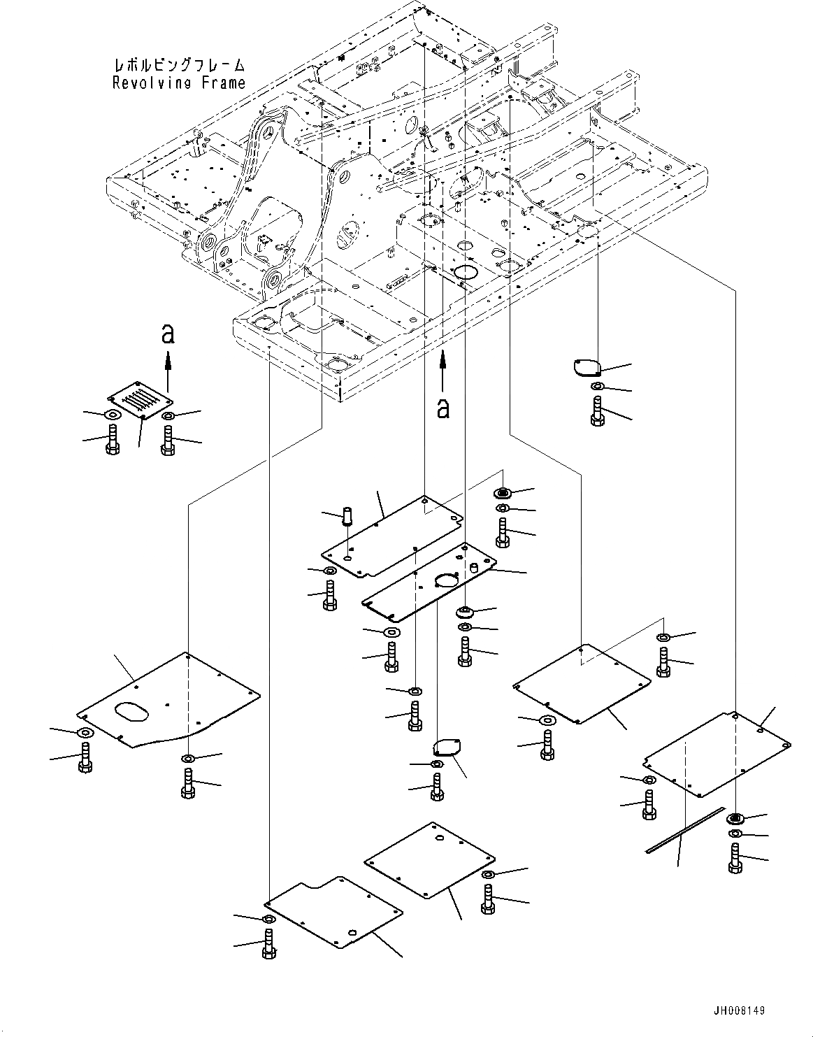 Схема запчастей Komatsu HB205-1M0 - НИЖН. КРЫШКА (№-) НИЖН. КРЫШКА, ДЛЯ CHINA