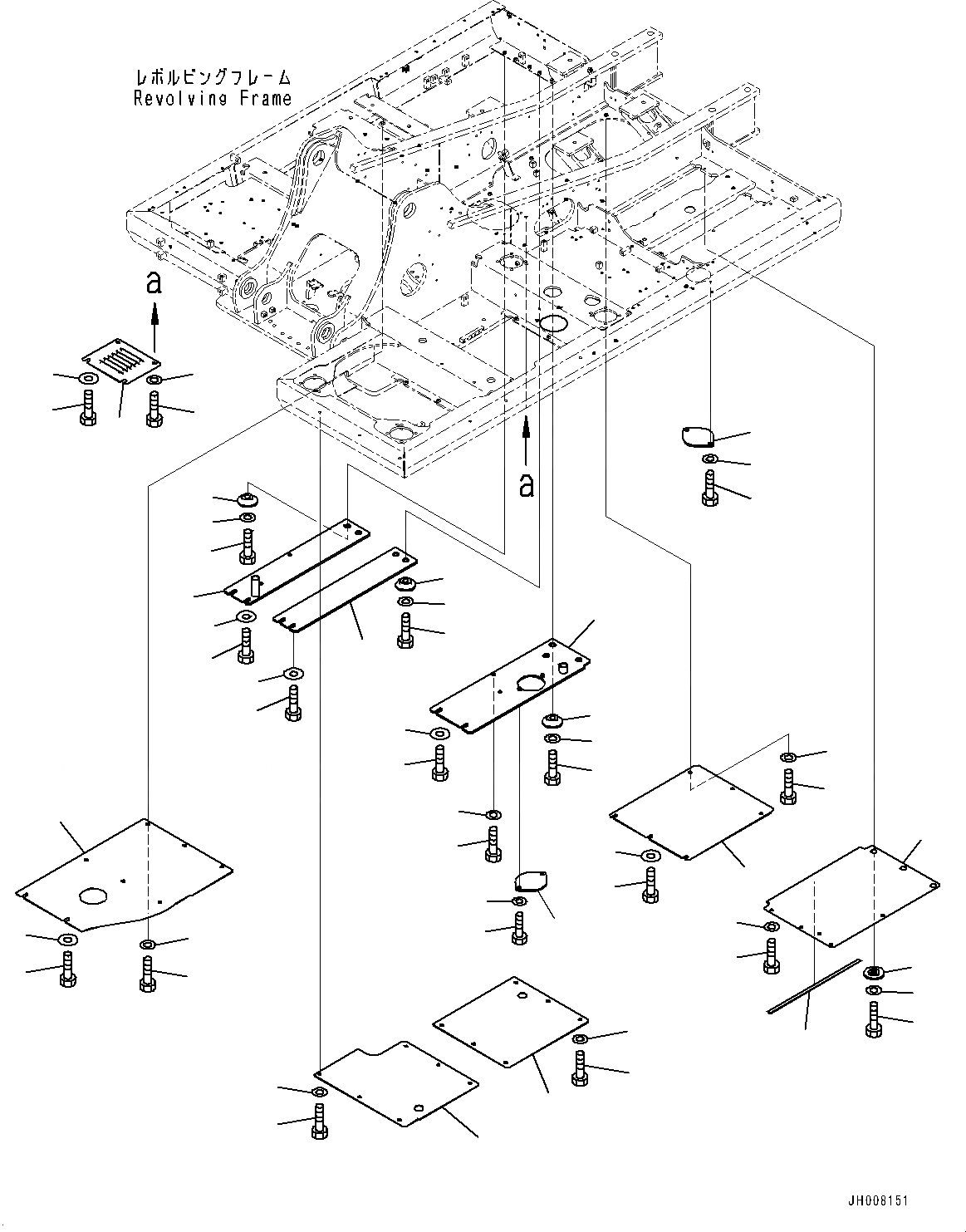 Схема запчастей Komatsu HB205-1M0 - НИЖН. КРЫШКА (№-) НИЖН. КРЫШКА, ЗАПРАВОЧН.LING НАСОС