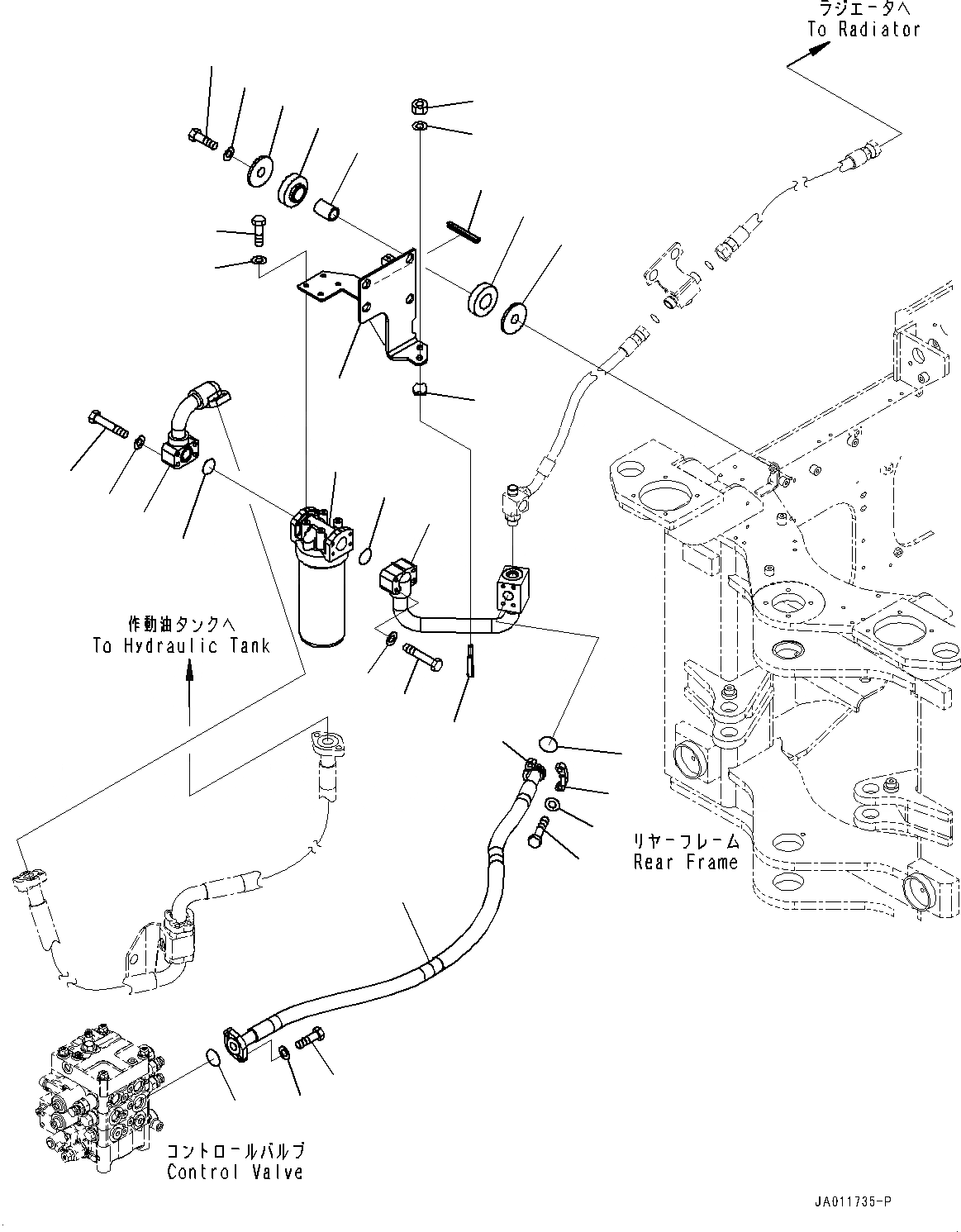 Схема запчастей Komatsu WA270-7 - ГИДРАВЛ МАСЛОПРОВОДЯЩАЯ ЛИНИЯ, ФИЛЬТР. (№8-) ГИДРАВЛ МАСЛОПРОВОДЯЩАЯ ЛИНИЯ, С 2-Х СЕКЦИОНН. УПРАВЛЯЮЩ. КЛАПАН, MULTI-COUPLER, JRB, ECSS