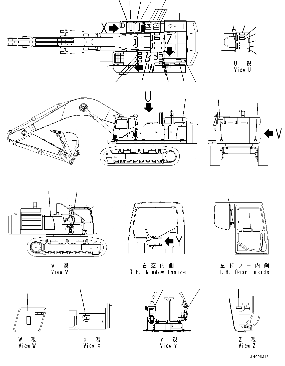 Схема запчастей Komatsu PC850-8R1 - МАРКИРОВКА, МАРКИРОВКА (№7-) МАРКИРОВКА, АНГЛ.