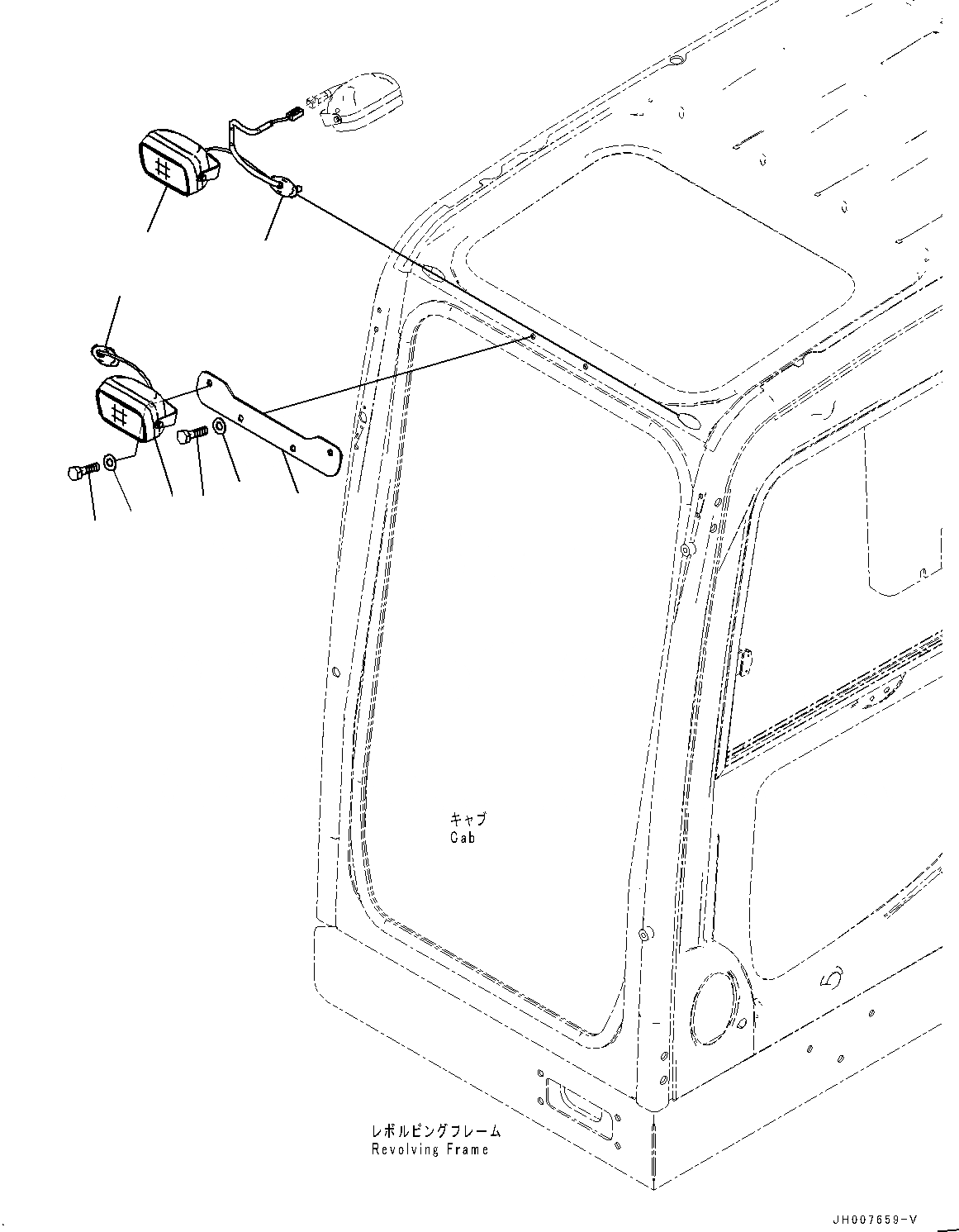 Схема запчастей Komatsu PC850SE-8R1 - КАБИНА, ДОПОЛН. ЛАМПА РАБОЧ. ОСВЕЩЕНИЯ (№7-) КАБИНА, EOPS КАБИНА, КАРЬЕРН