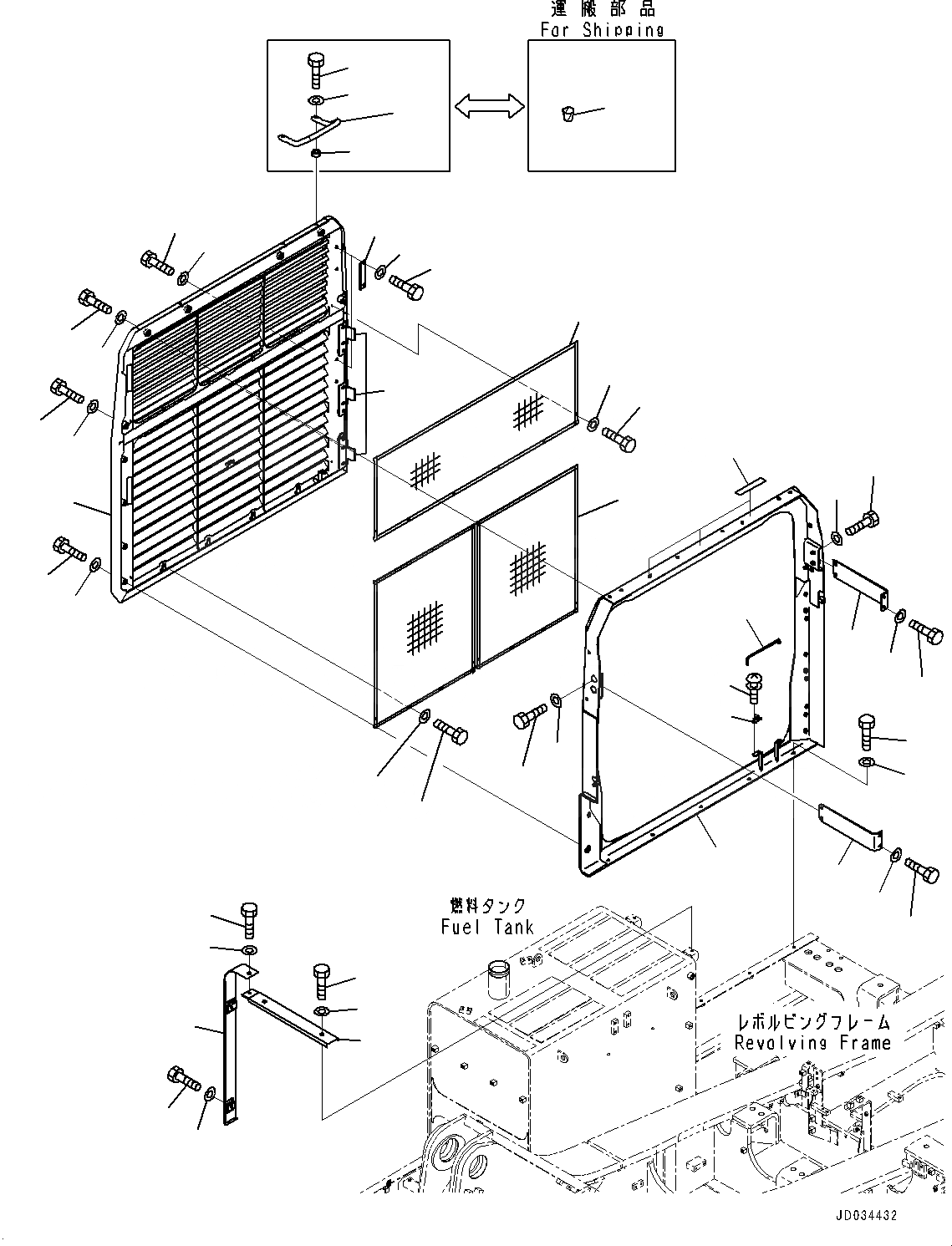 Схема запчастей Komatsu PC850SE-8R1 - COVER, ПРАВ. (№7-) COVER