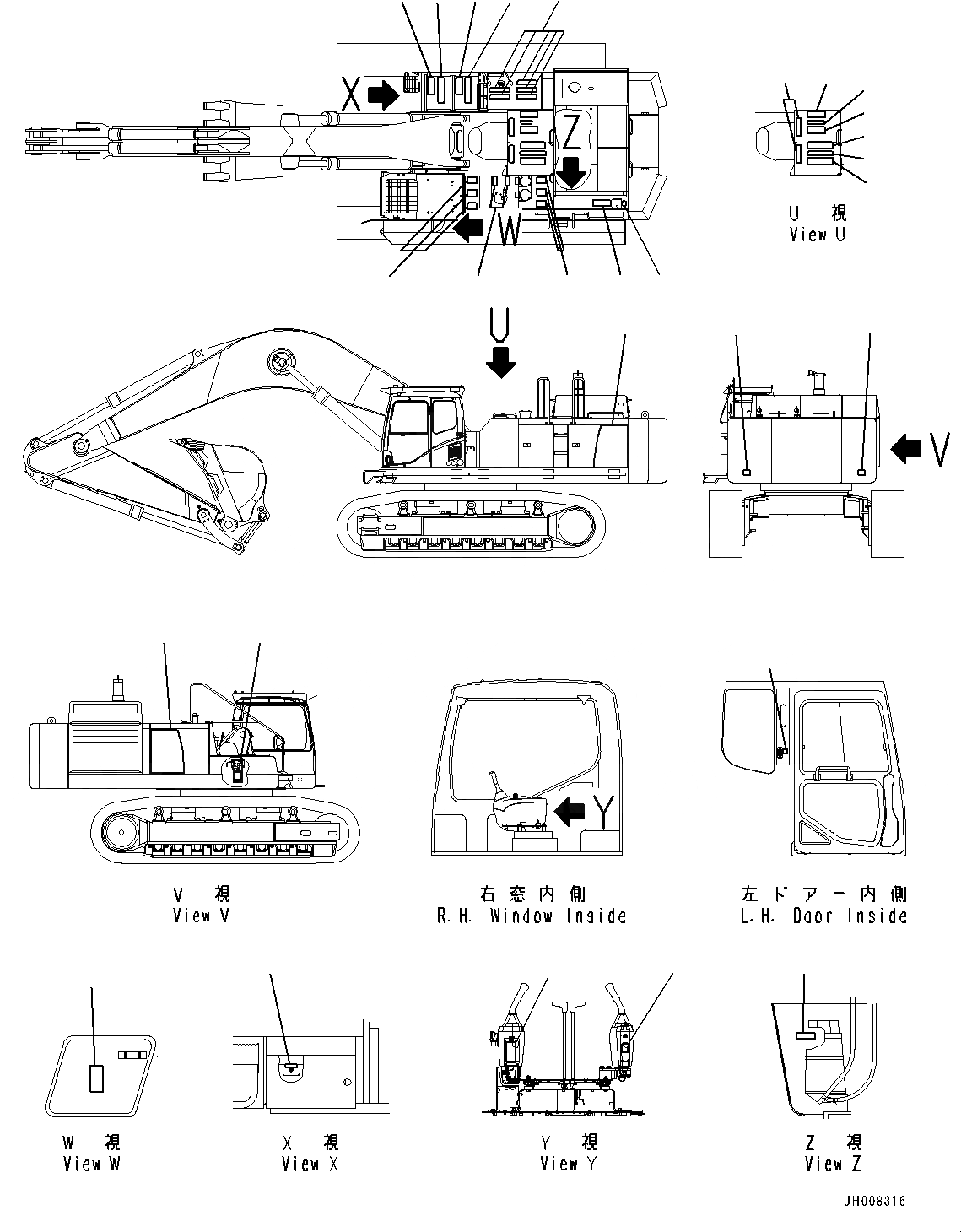 Схема запчастей Komatsu PC850SE-8R1 - МАРКИРОВКА, МАРКИРОВКА (№7-) МАРКИРОВКА, АНГЛ., ДЛЯ 7MM СТРЕЛА