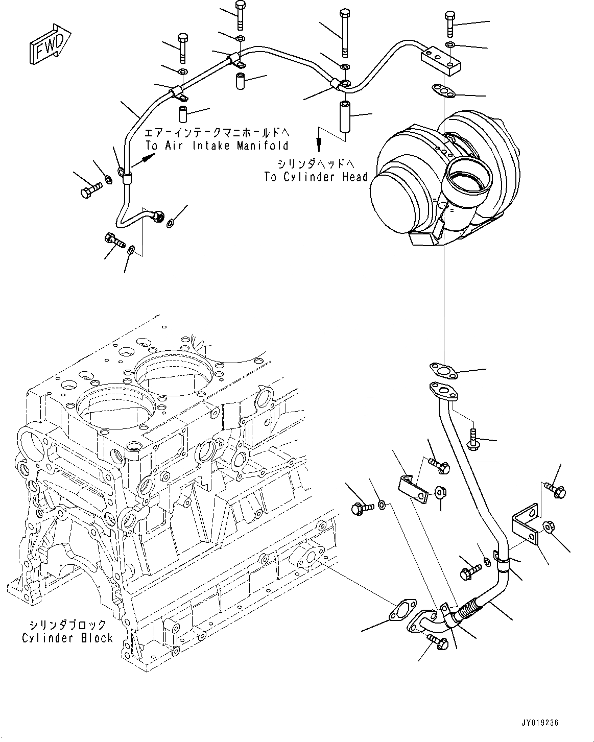 Схема запчастей Komatsu SAA6D140E-5RF - ТУРБОНАГНЕТАТЕЛЬ, СМАЗЫВАЮЩ. ЛИНИЯ (№8-) ТУРБОНАГНЕТАТЕЛЬ