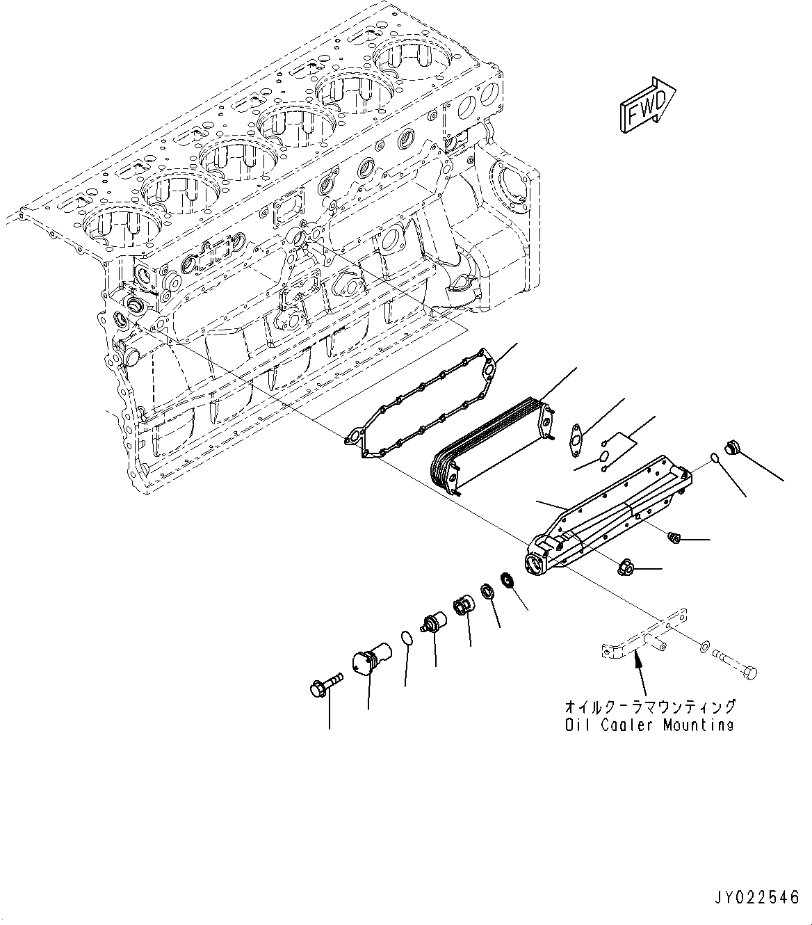 Схема запчастей Komatsu SAA6D170E-5BR - ДВИГАТЕЛЬ МАСЛООХЛАДИТЕЛЬ (№8-) ДВИГАТЕЛЬ МАСЛООХЛАДИТЕЛЬ