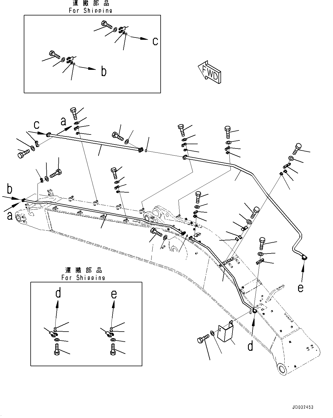Схема запчастей Komatsu PC600-8R1 - СТРЕЛА, ЦИЛИНДР КОВША ТРУБЫ (№7-) СТРЕЛА, 7MM