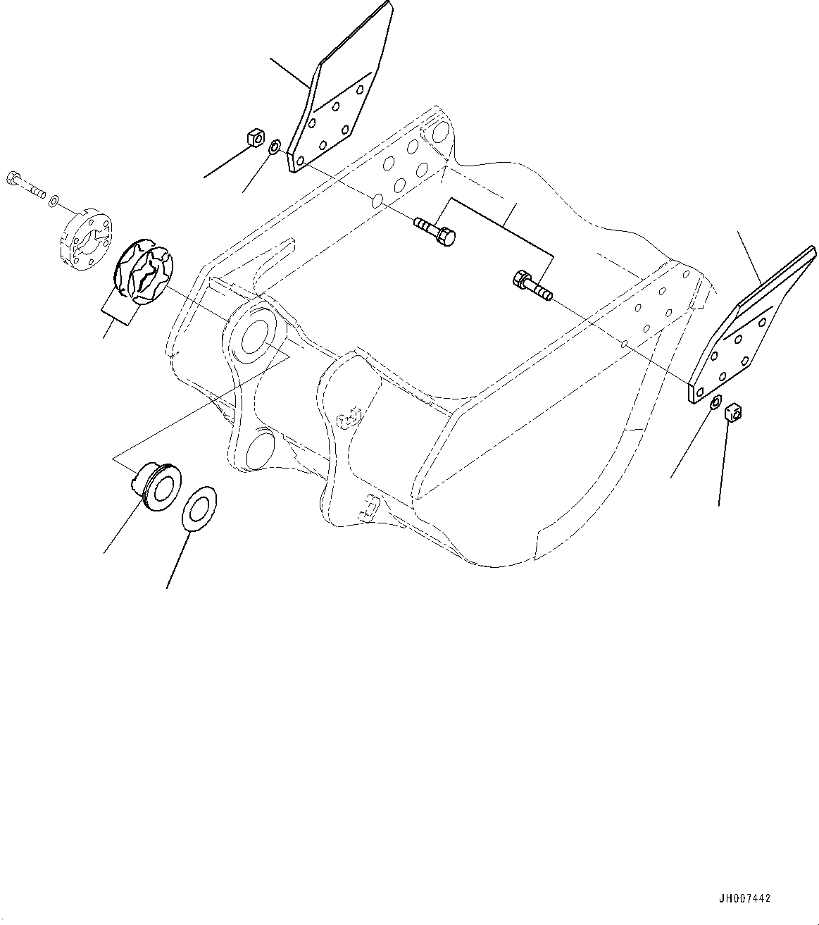 Схема запчастей Komatsu PC600-8R1 - КОВШ, CUTTER И SHIM (№7-) КОВШ, .M, MM ШИР., KMAX TOOTH, THRUST ADJUSTMENT, БОКОРЕЗЫ