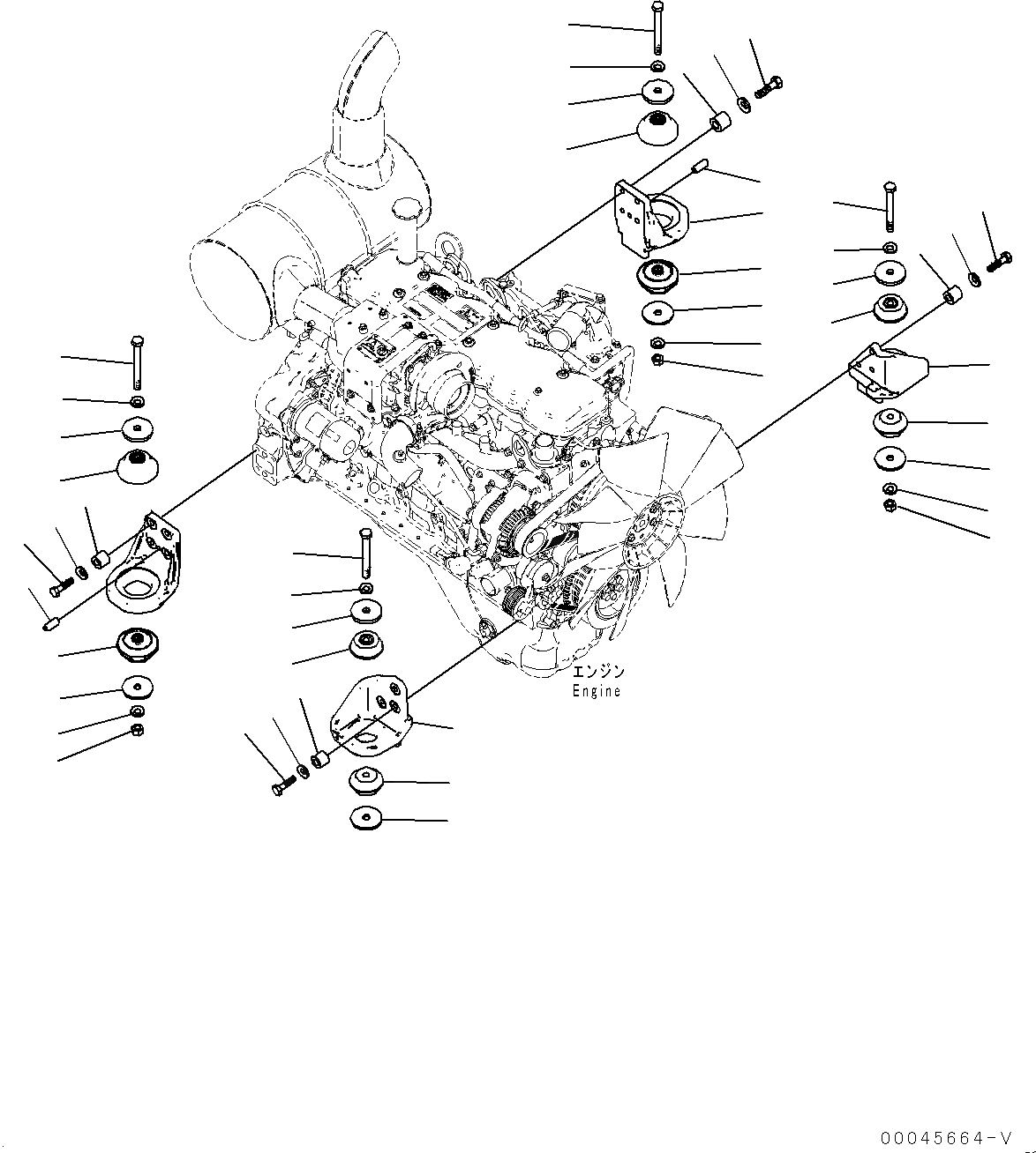 Схема запчастей Komatsu HB215LC-1M0 - КРЕПЛЕНИЕ ДВИГАТЕЛЯ (№-) КРЕПЛЕНИЕ ДВИГАТЕЛЯ