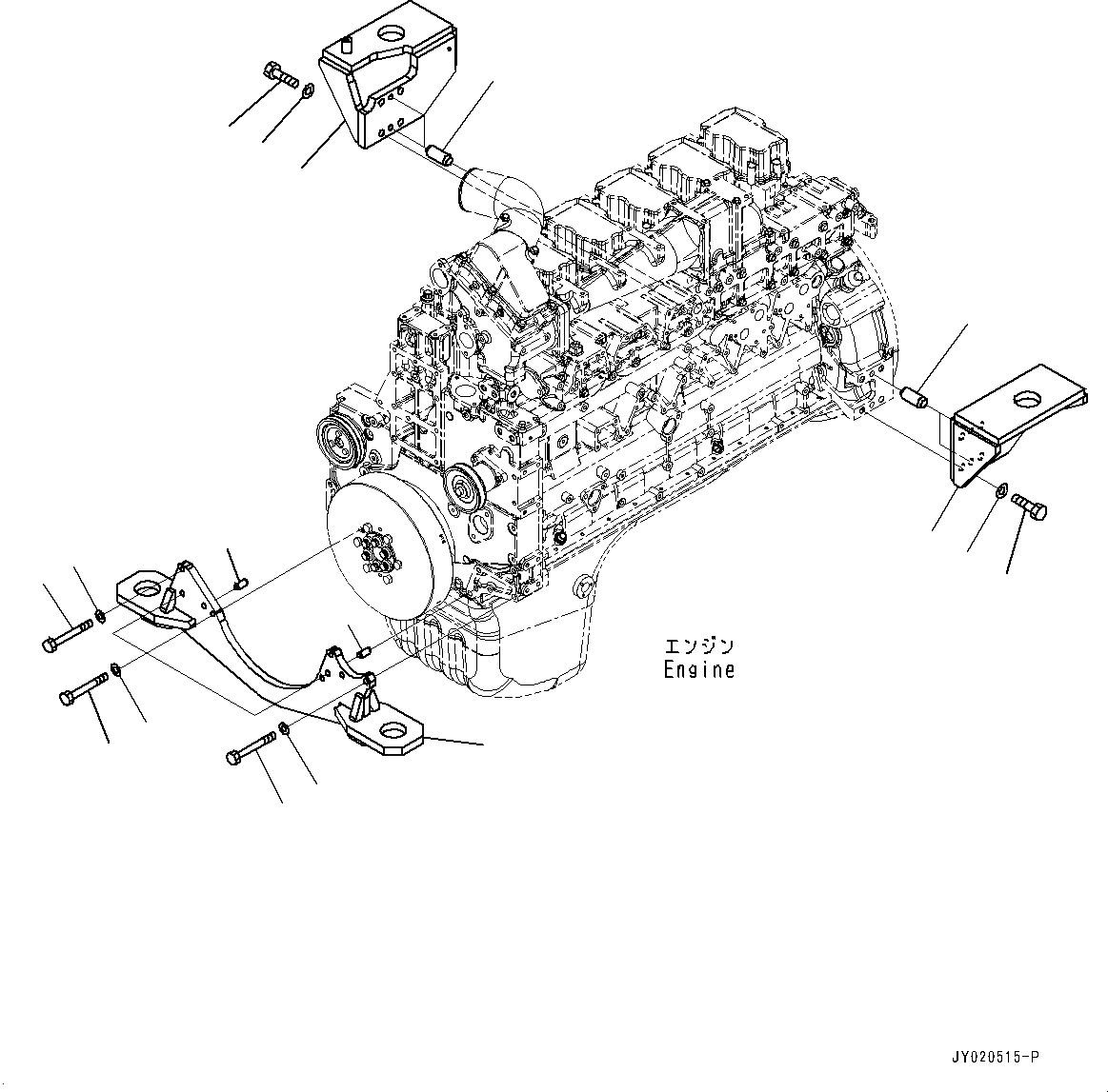 Схема запчастей Komatsu SAA6D140E-5JR - ДВИГАТЕЛЬ СУППОРТ (№99-) ДВИГАТЕЛЬ СУППОРТ