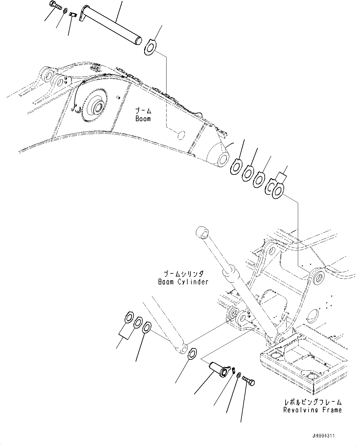 Схема запчастей Komatsu PC300-8M0 - ПАЛЕЦ СТРЕЛЫ(№8-) СТРЕЛА НИЖН. ПАЛЕЦ, ЧАС. СМАЗКА INTERVAL