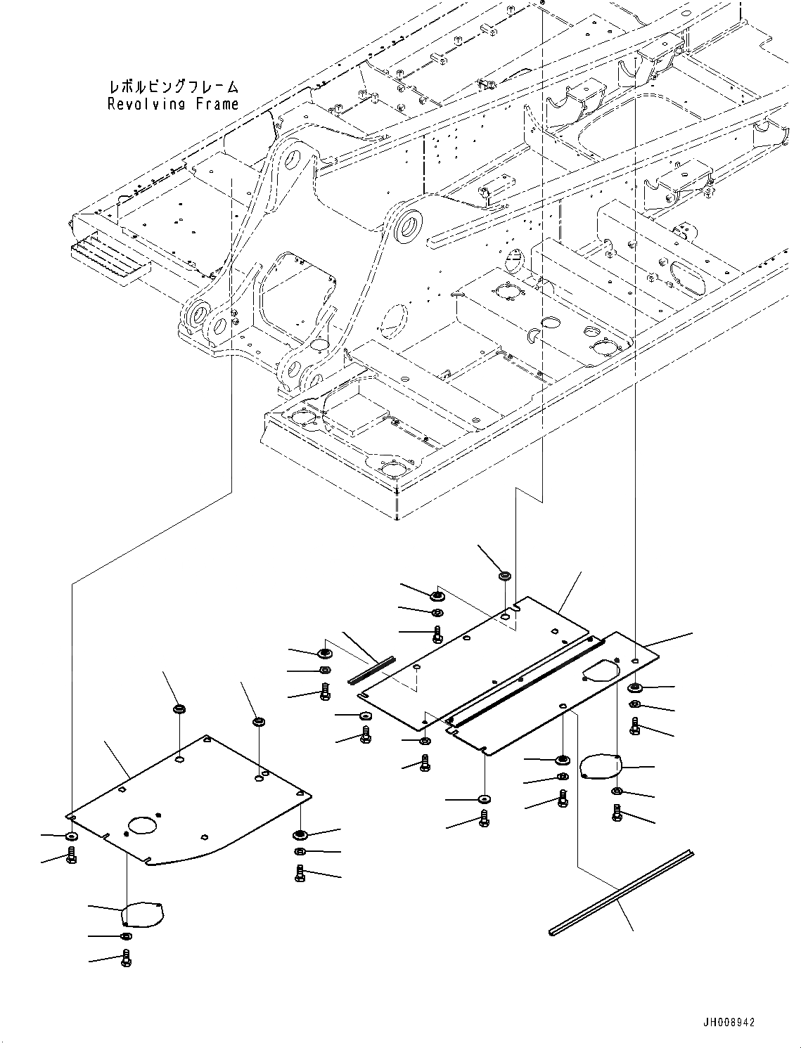 Схема запчастей Komatsu PC300-8M0 - НИЖН. КРЫШКА, (/) (№8-) НИЖН. КРЫШКА, УСИЛ. ТИП