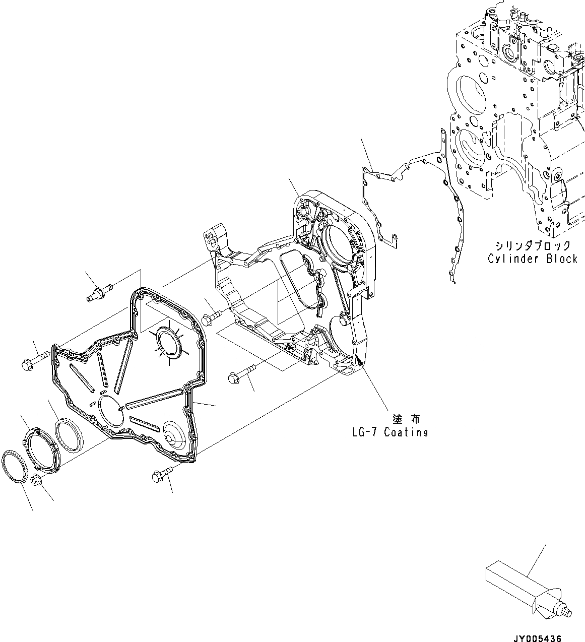 Схема запчастей Komatsu SAA6D114E-3F - ПЕРЕДН. КРЫШКА(№87-) ПЕРЕДН. COVER