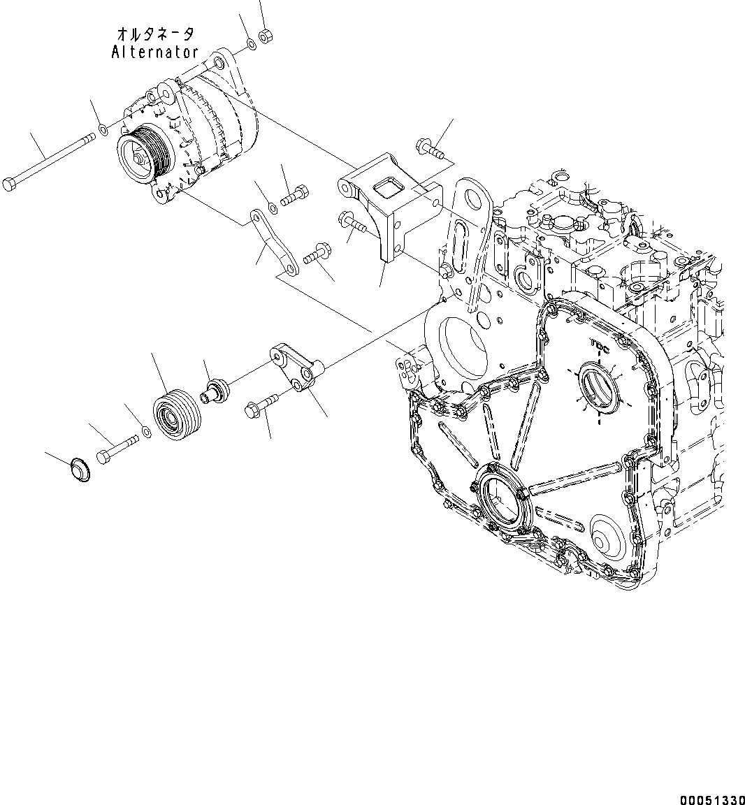 Схема запчастей Komatsu SAA6D114E-3F - КРЕПЛЕНИЕ ГЕНЕРАТОРА, AMP (№87-) КРЕПЛЕНИЕ ГЕНЕРАТОРА, AMP