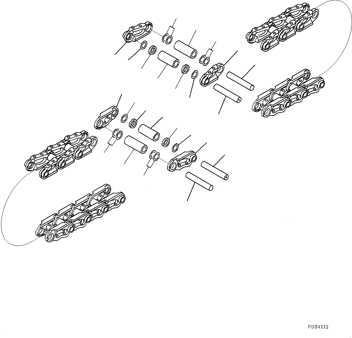 Схема запчастей Komatsu PC800SE-8R1 - ГУСЕН. ЦЕПЬ ASSEMBLY (№7-) ГУСЕН. ЦЕПЬ ASSEMBLY, ПОДАЮЩ. ONLY, 9 SET, СМАЗ. УПЛОТНЕНИЕED ТИП