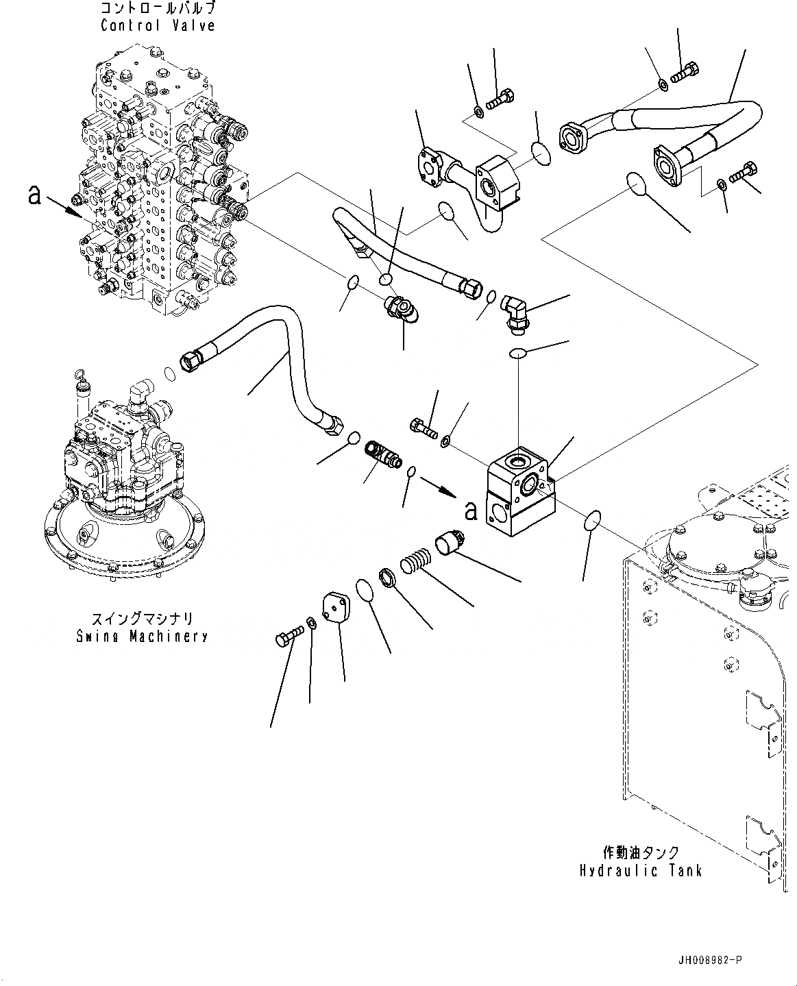 Схема запчастей Komatsu PC350-8M0 - ВОЗВРАТ. ТРУБЫ (№8-) ВОЗВРАТ. ТРУБЫ, -ДОПОЛН. АКТУАТОР ТРУБЫ, АККУМУЛЯТОР