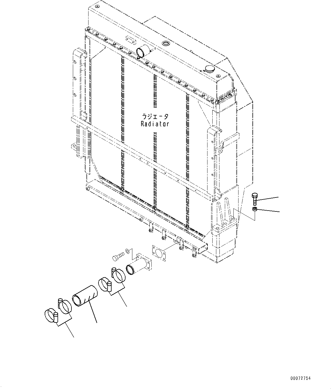 Схема запчастей Komatsu WA600-6 - РАДИАТОР, КРЕПЛЕНИЕ И ПАТРУБКИ (№-) РАДИАТОР