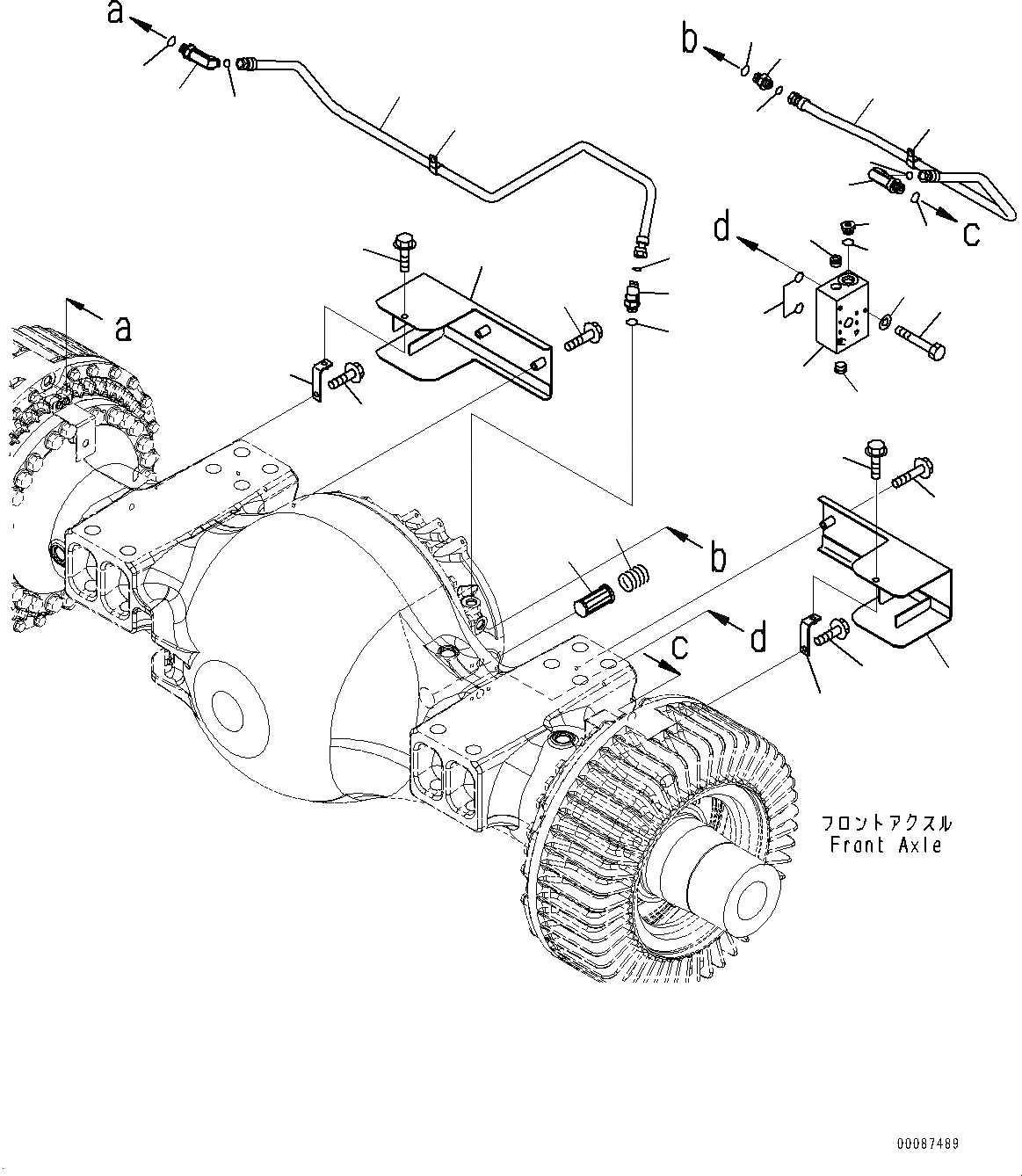 Схема запчастей Komatsu WA600-6 - ПЕРЕДНИЙ МОСТ, ТОРМОЗНАЯ ГИДРОЛИНИЯ (/) (№8-) ПЕРЕДНИЙ МОСТ, С ТОРМОЗ. МАСЛ. СИСТЕМА ОХЛАЖДЕНИЯ