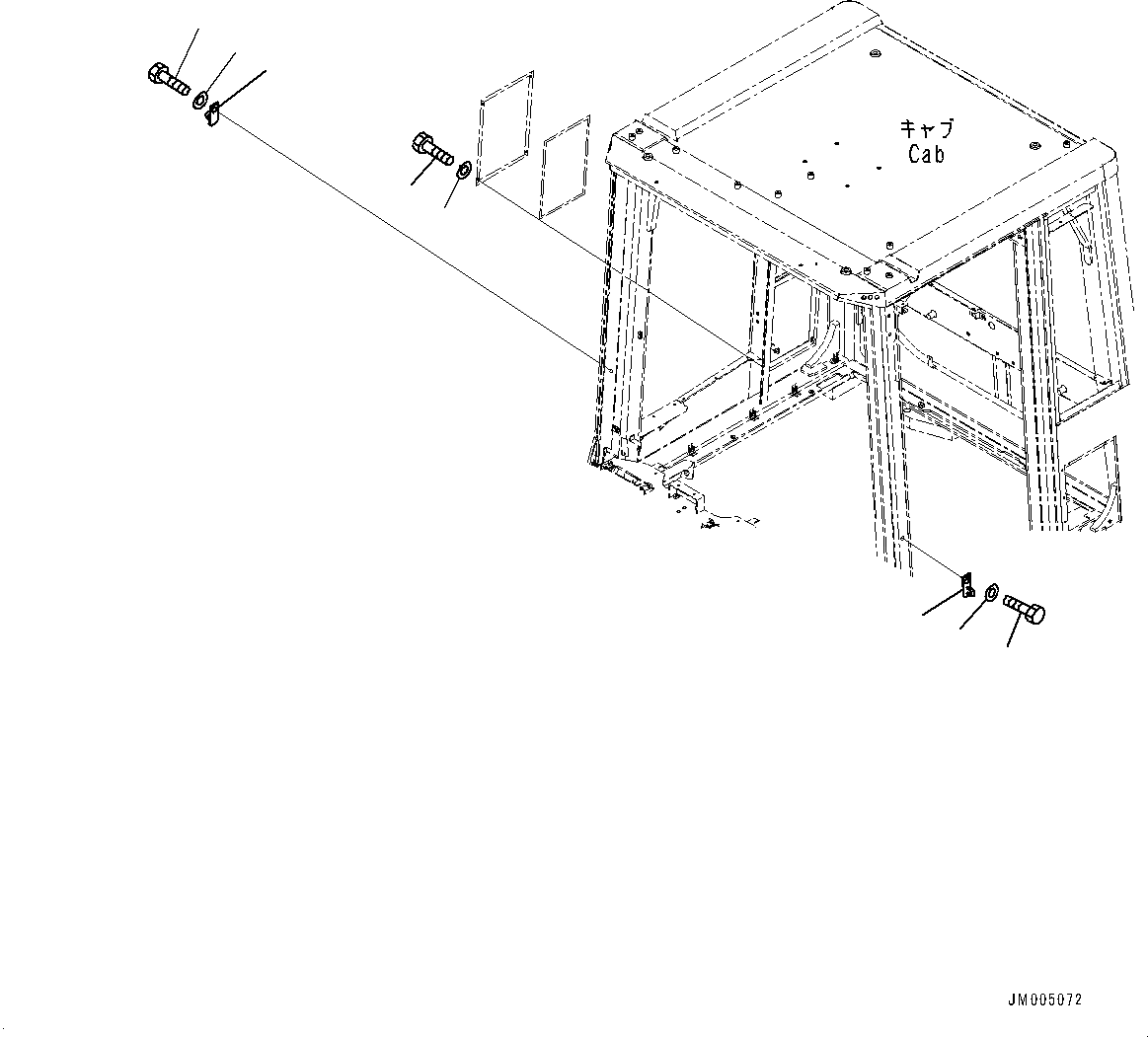 Схема запчастей Komatsu WA600-6 - КАБИНА, БОКОВ. КРЫШКА (/) (№-) КАБИНА