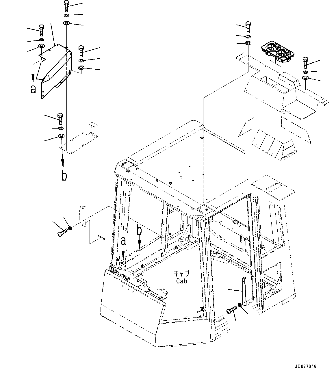 Схема запчастей Komatsu WA600-6 - КАБИНА, БОКОВ. КРЫШКА (/) (№-) КАБИНА