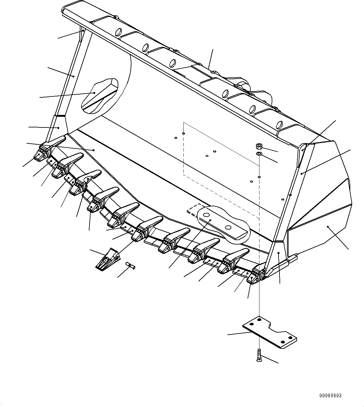 Схема запчастей Komatsu WA600-6 - КОВШ (№8-) КОВШ, 7.8M, С TIP TOOTH