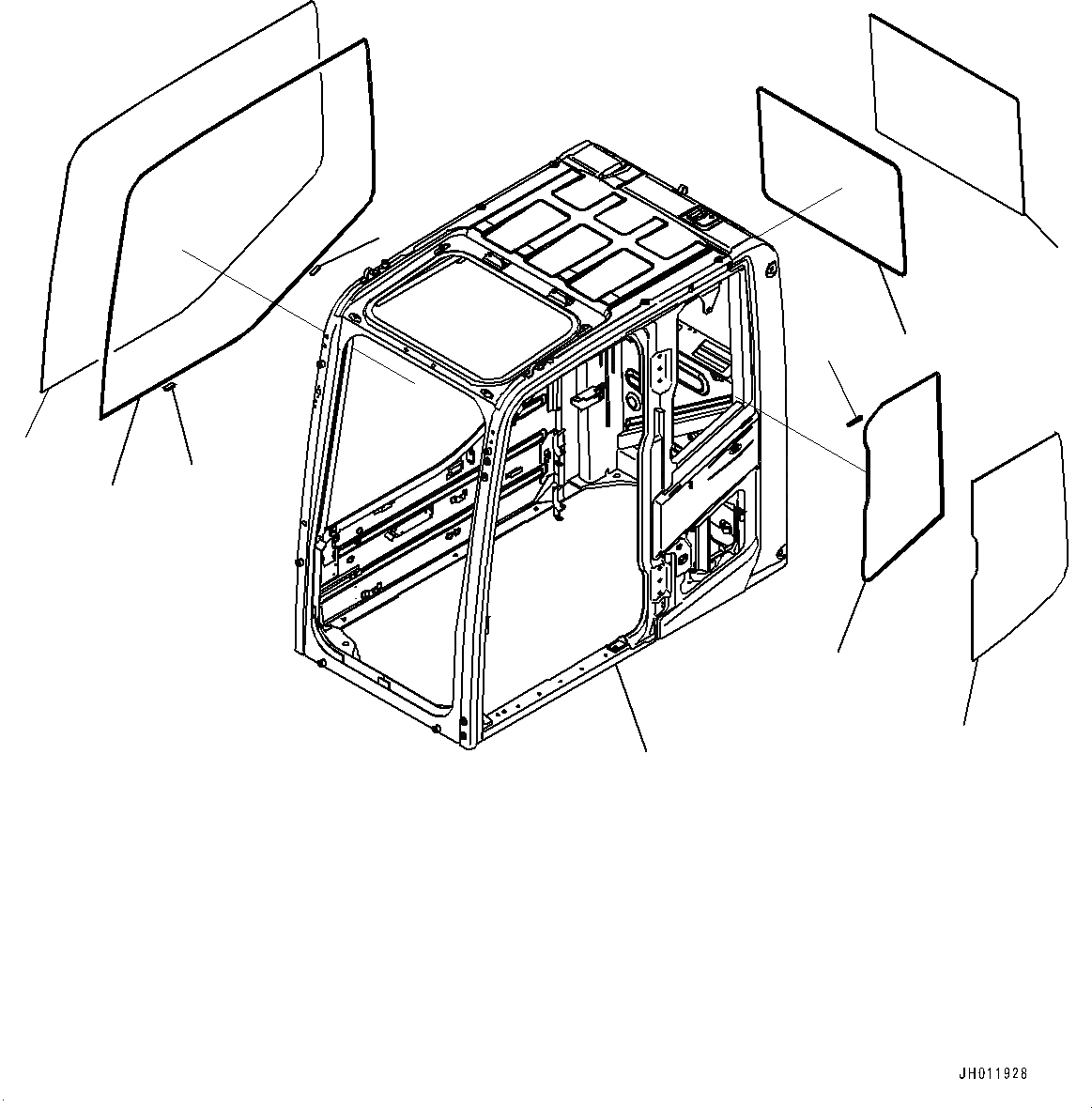 Схема запчастей Komatsu PC490LC-11 - КАБИНА, КОРПУС КАБИНЫ И ОКНА (№8-) КАБИНА, ЗАЩИТА ОТ ВАНДАЛИЗМА