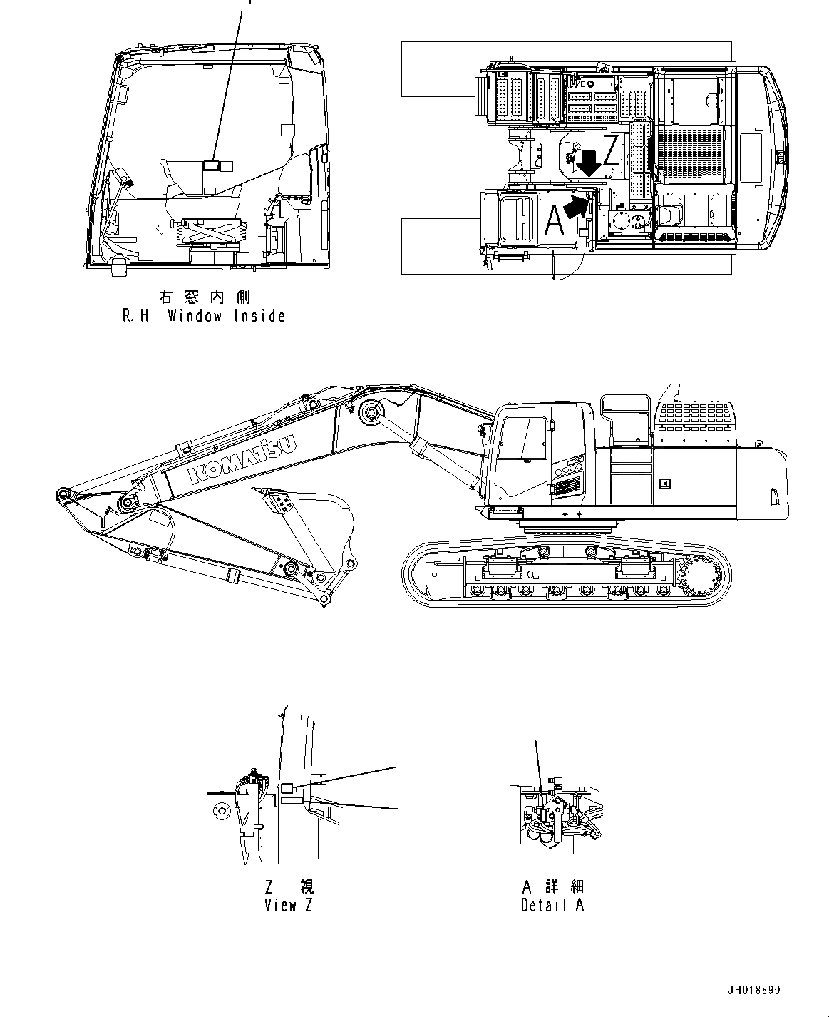 Схема запчастей Komatsu PC490LC-11 - ПРЕДУПРЕЖДАЮЩ. МАРКИРОВКАS, KEEP OFF РАБОЧ.ING RANGES (№8-) ПРЕДУПРЕЖДАЮЩ. МАРКИРОВКАS, KEEP OFF РАБОЧ.ING RANGES