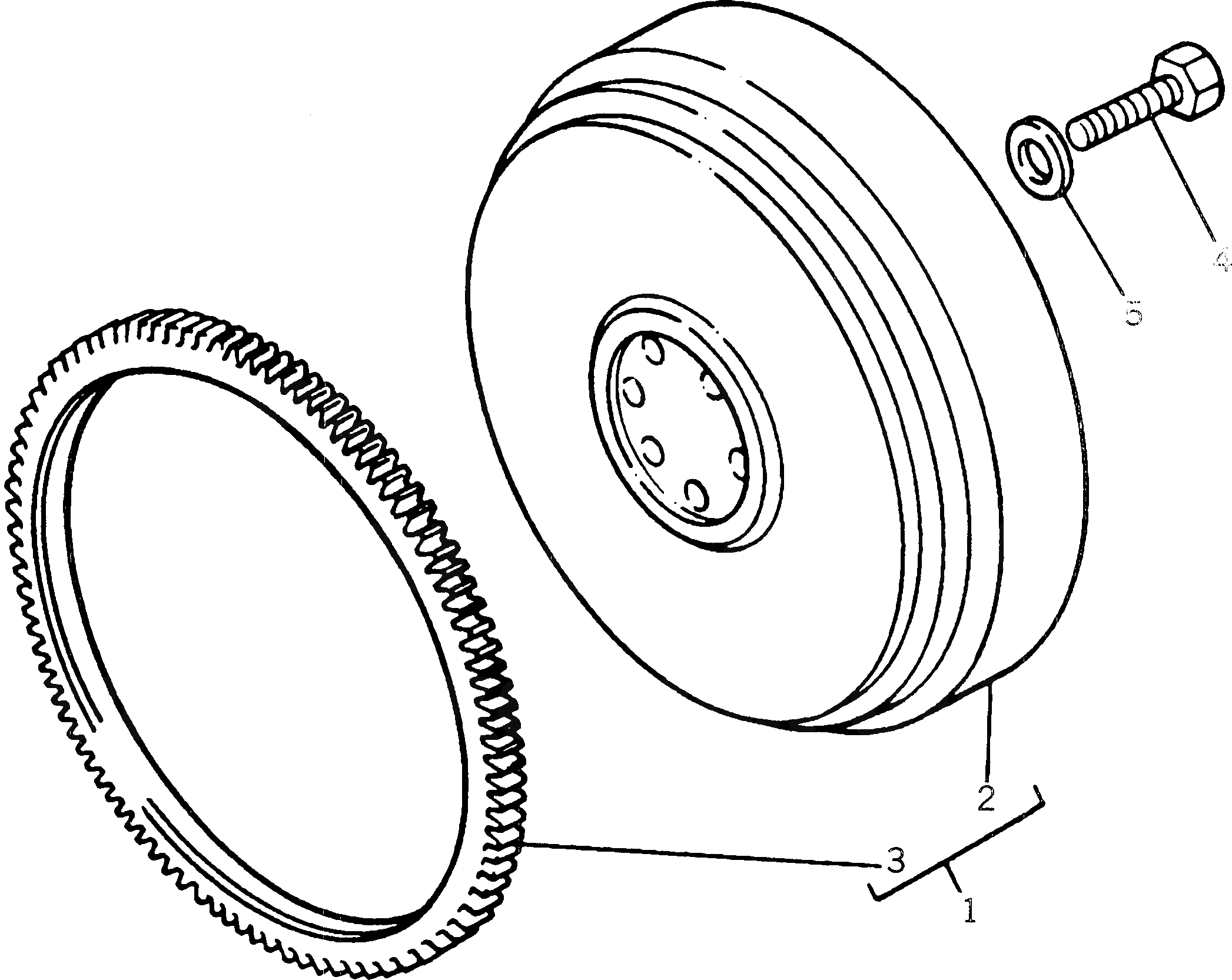 Схема запчастей Komatsu 1004-4TR - МАХОВИК И STARTER RING БЛОК ЦИЛИНДРОВ