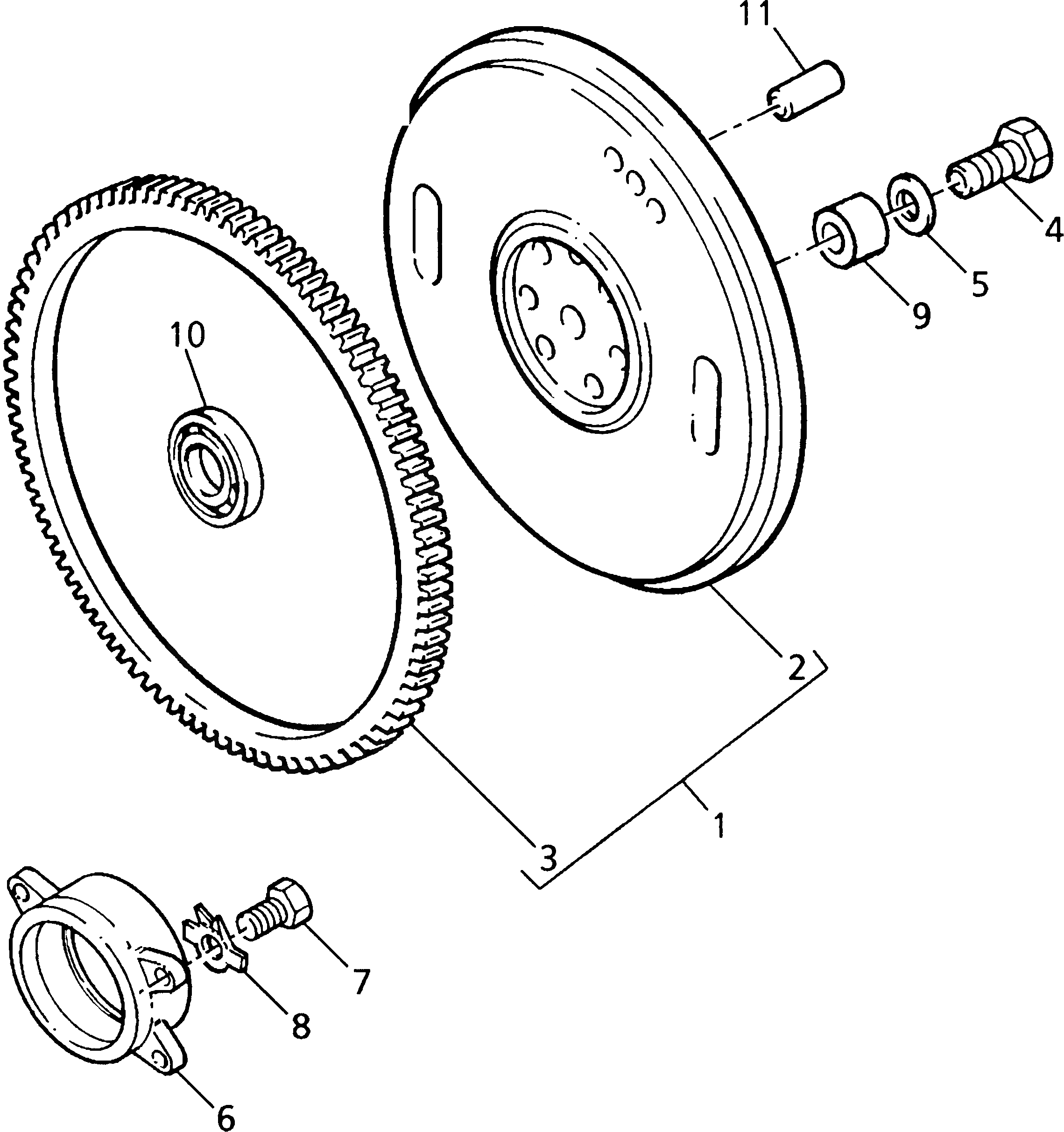 Схема запчастей Komatsu 1004-4-F - FLYWEEL И STARTER RING ДВИГАТЕЛЬ