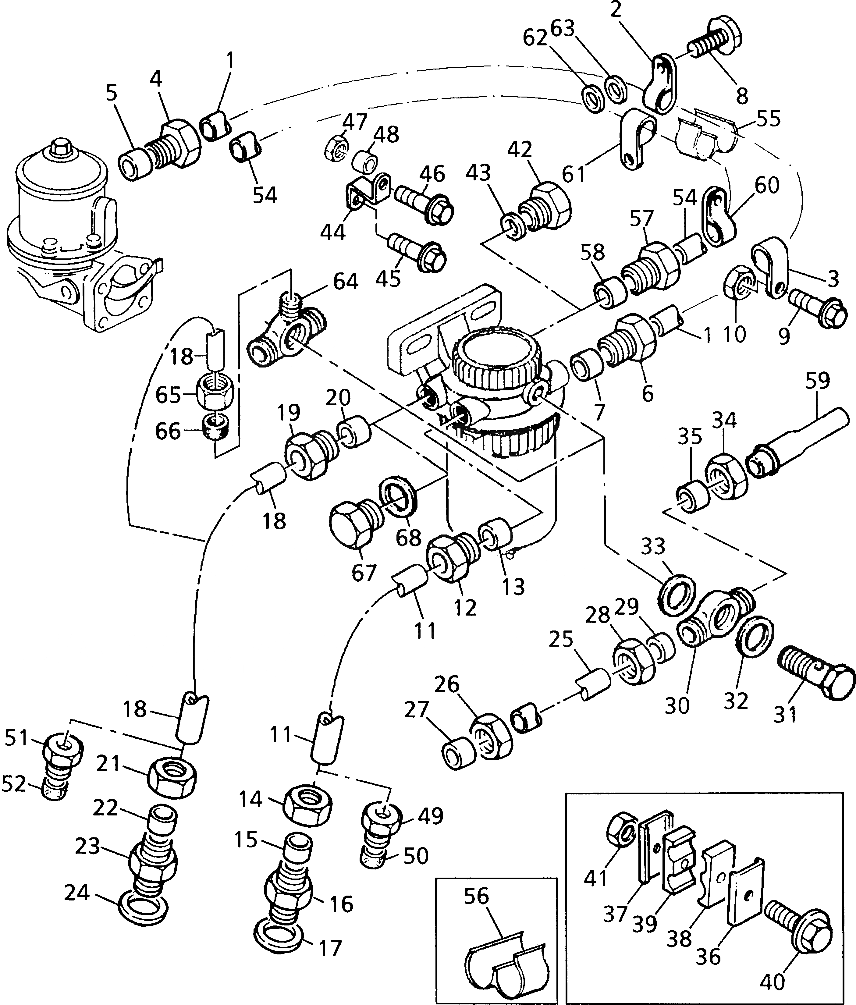 Схема запчастей Komatsu 1004-4-F - НИЗ. PRESSURE ТОПЛИВН. СИСТЕМА (/) ДВИГАТЕЛЬ