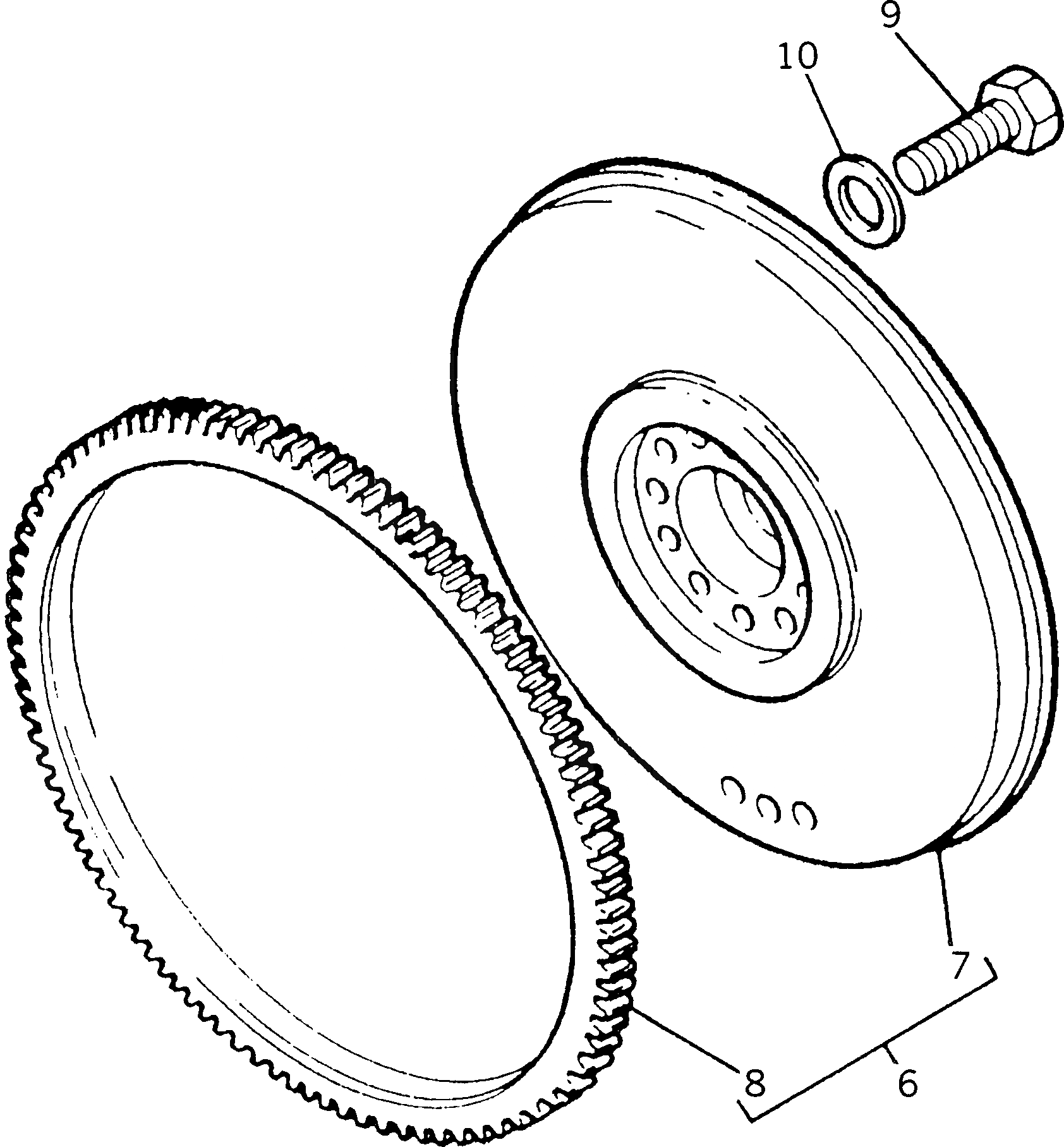Схема запчастей Komatsu 1006-6T-C - МАХОВИК И STARTER RING БЛОК ЦИЛИНДРОВ