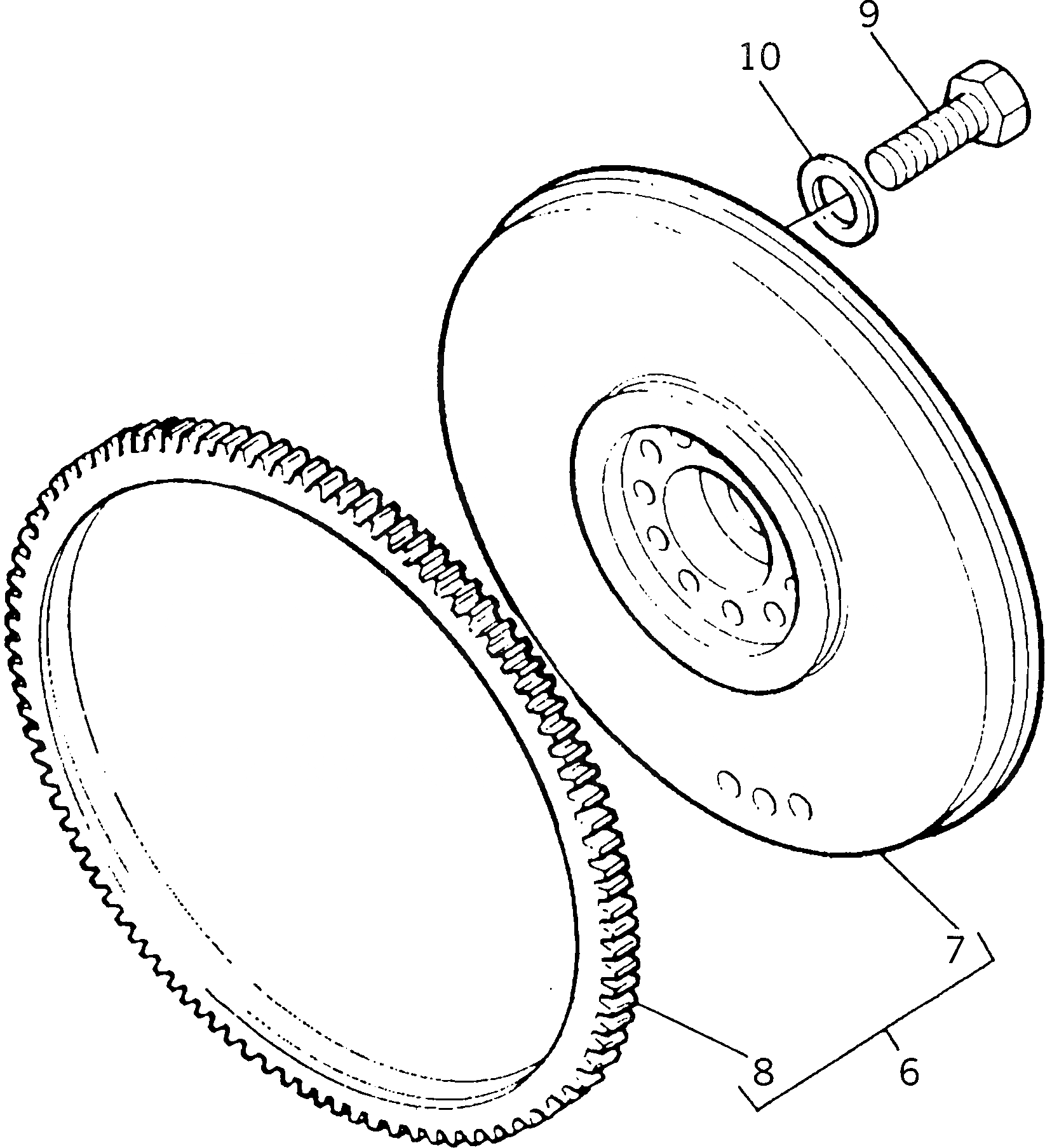 Схема запчастей Komatsu 1006-6TLR - МАХОВИК И STARTER RING БЛОК ЦИЛИНДРОВ