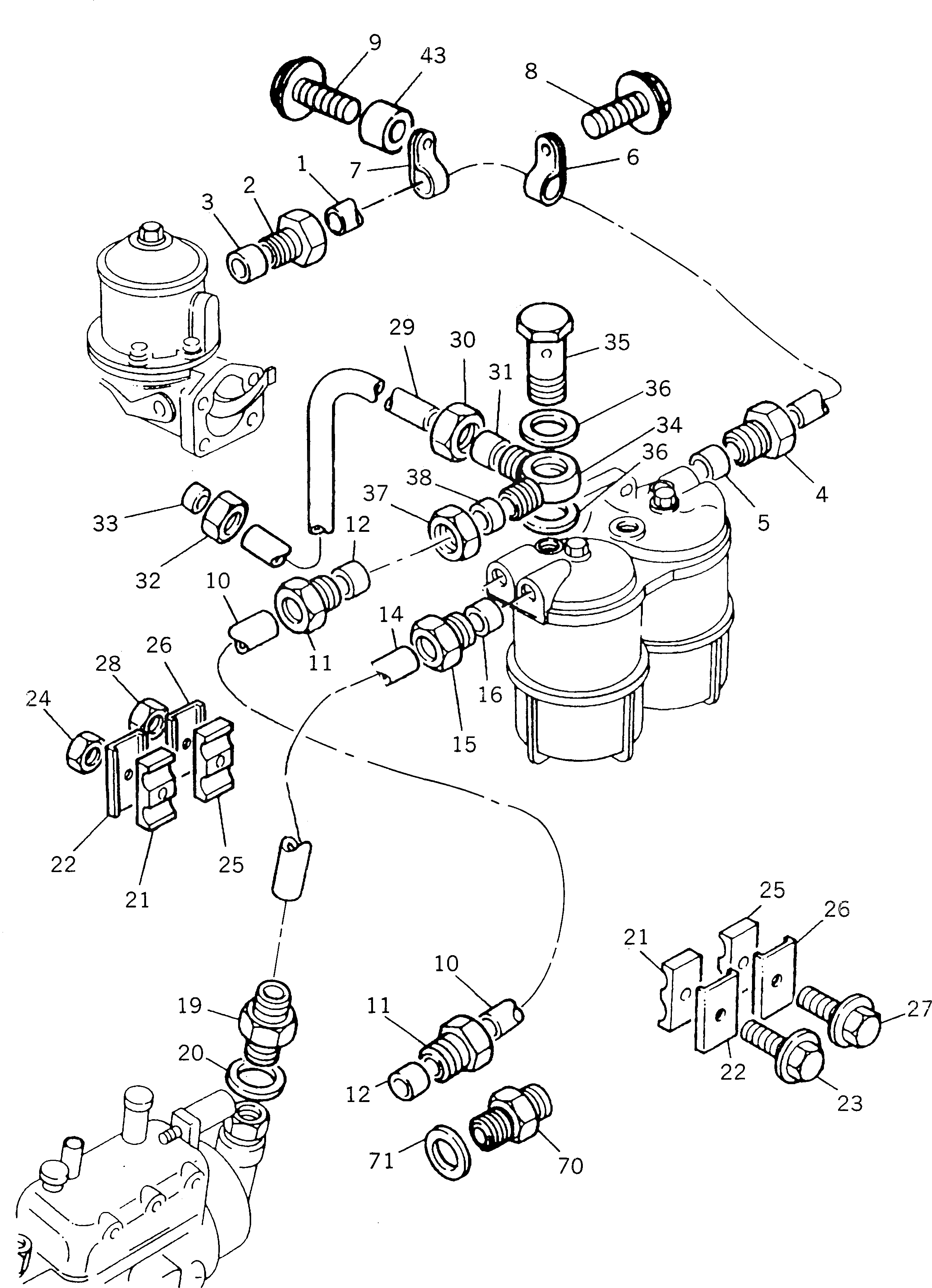 Схема запчастей Komatsu 1006-6T2 - НИЗ. PRESSURE ТОПЛИВН. СИСТЕМА ТОПЛИВН. СИСТЕМА